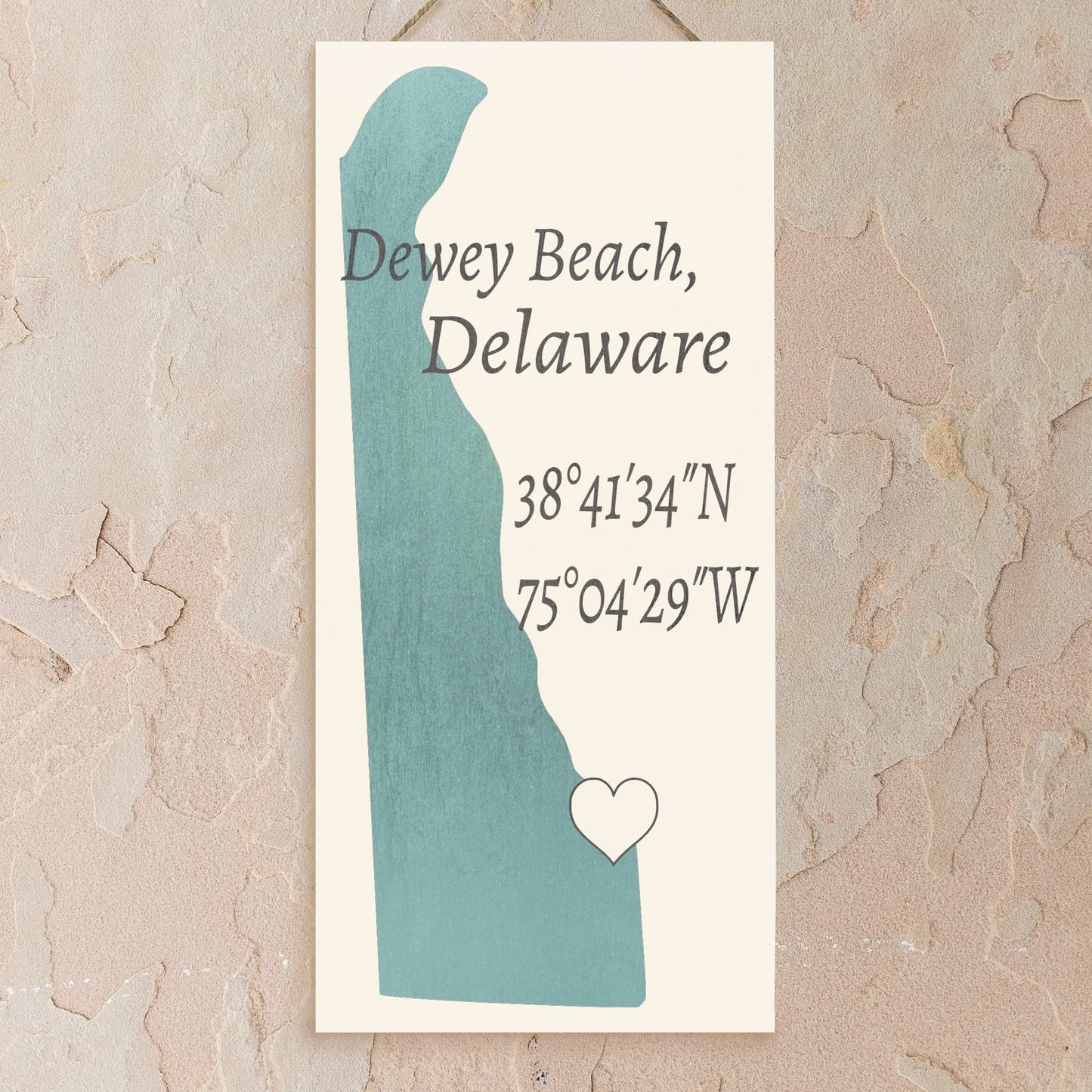 JennyGems Dewey Beach, Delaware Nautical Wood Sign, 6x13 Inches, Delaware Gifts, Made in USA