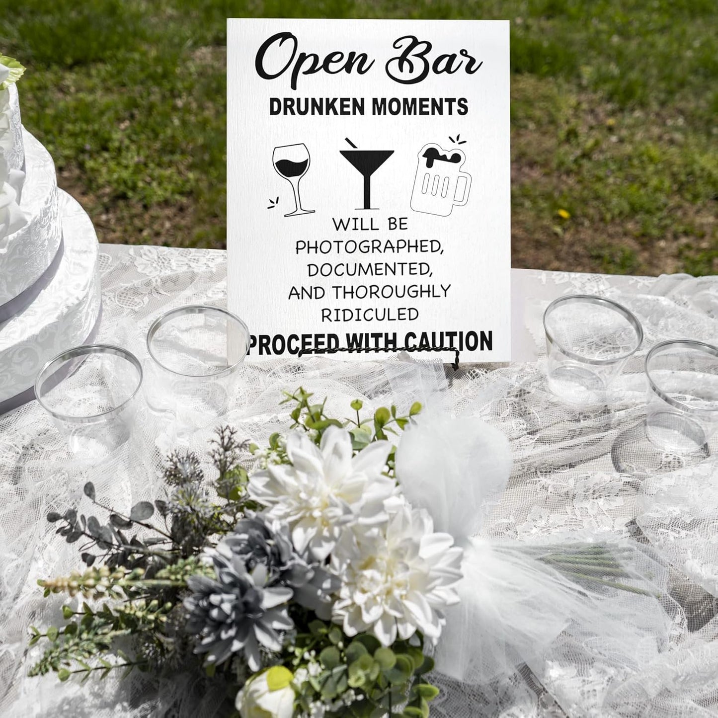Open Bar Sign – Funny Wedding & Event Decor, Wood Bar Sign, 9x11 Inch