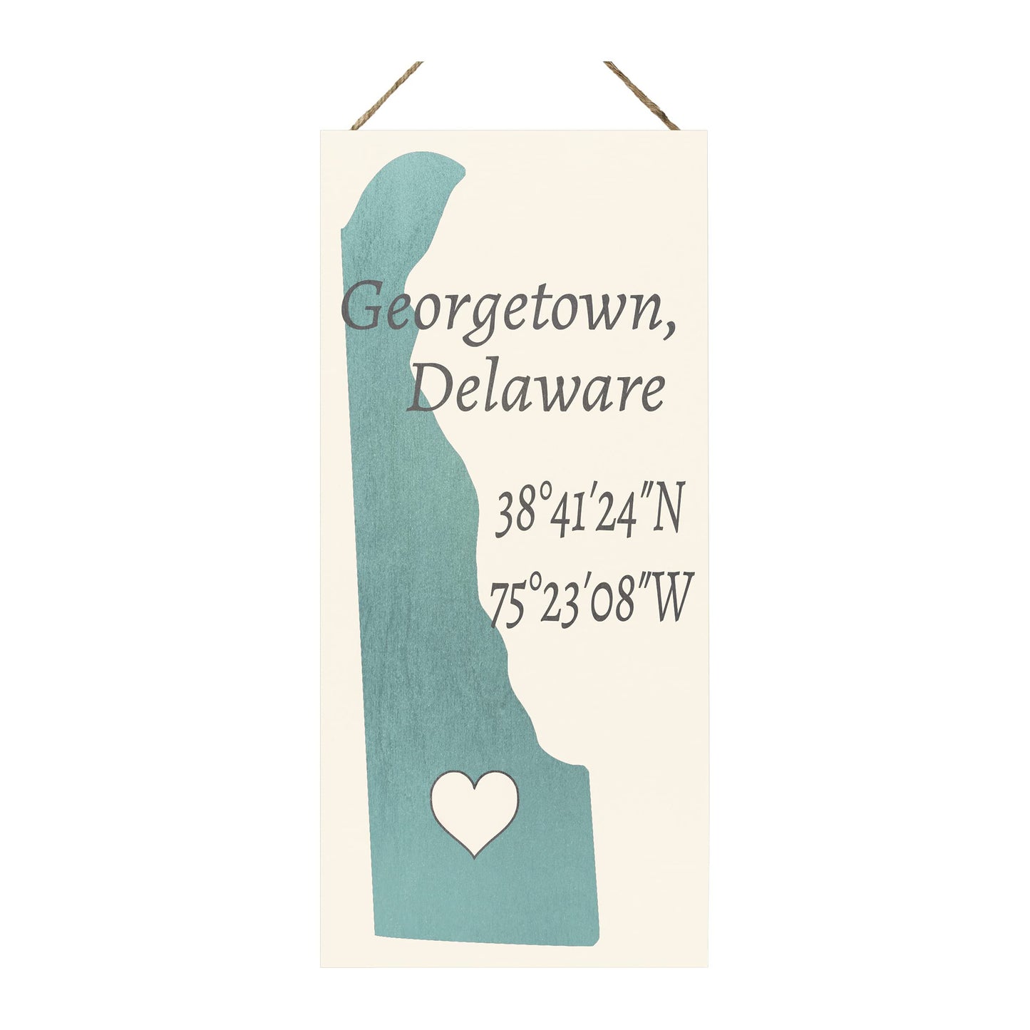 JennyGems Georgetown, Delaware 6x13 Inch Nautical Wood Sign, Hanging Wall Decor, Hometown Pride Signs, Delaware Gifts, American Made