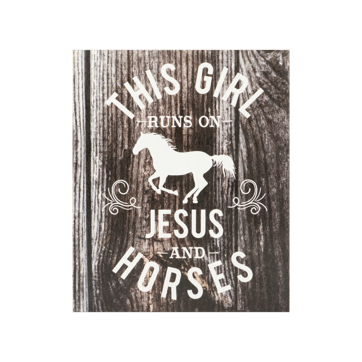 JennyGems This Girl Runs on Jesus and Horses Wooden Sign, Country Girl Gift and Decor, Horse Decorations, Made in USA