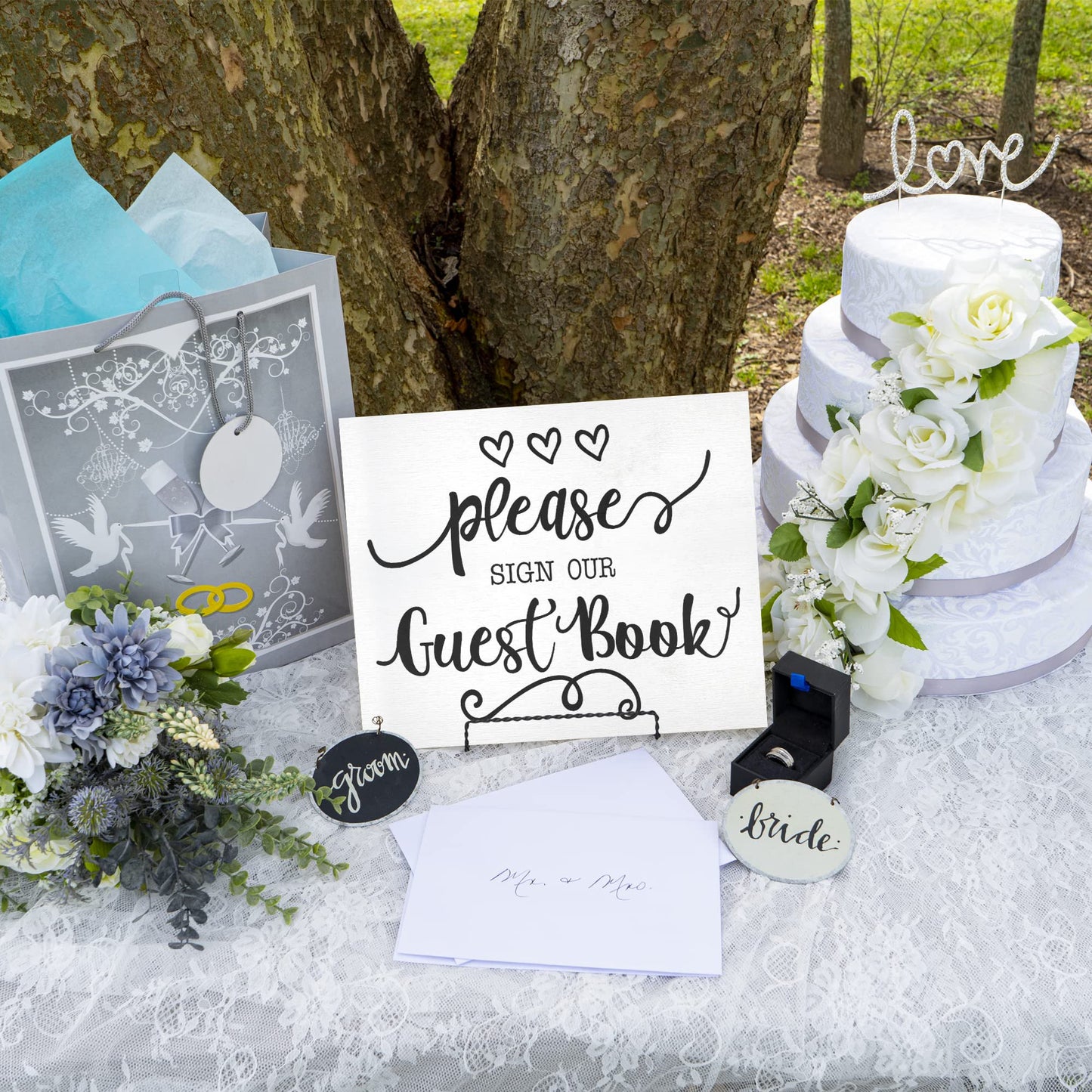 JennyGems Wedding Reception Signs, Please Sign Our Guest Book Wedding Sign, Guest Book Table Sign, 10x12 Inch Wood Sign, Rustic Wedding Decor, Guestbook Sign for Bridal Shower