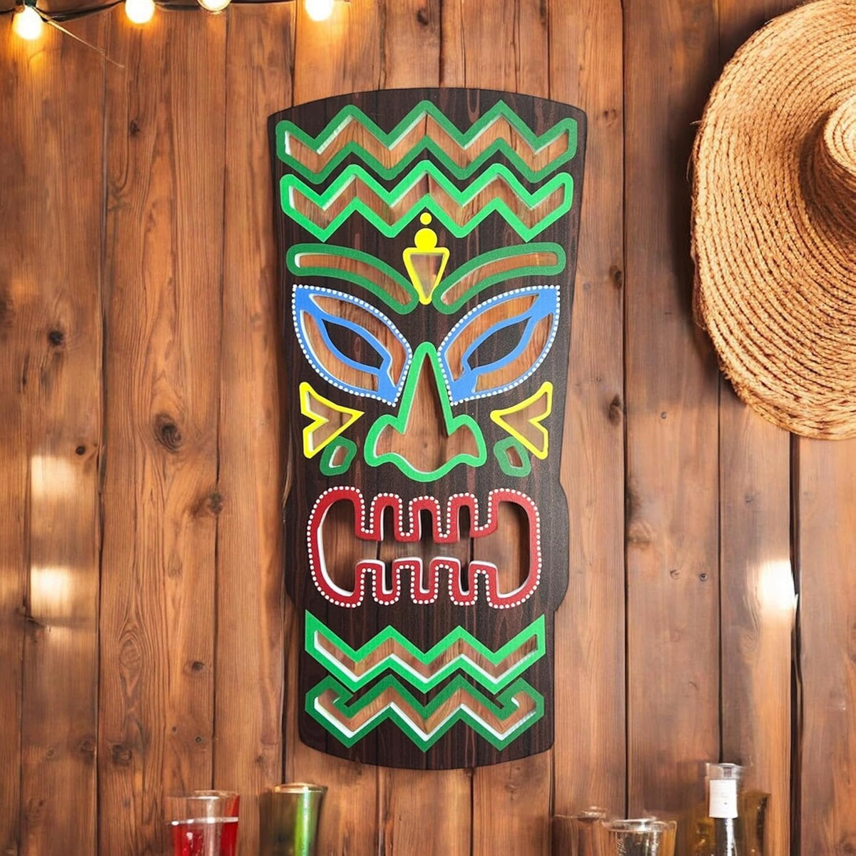 Weatherproof PVC Tiki Mask: Tropical Bar Decor, Hawaiian Style