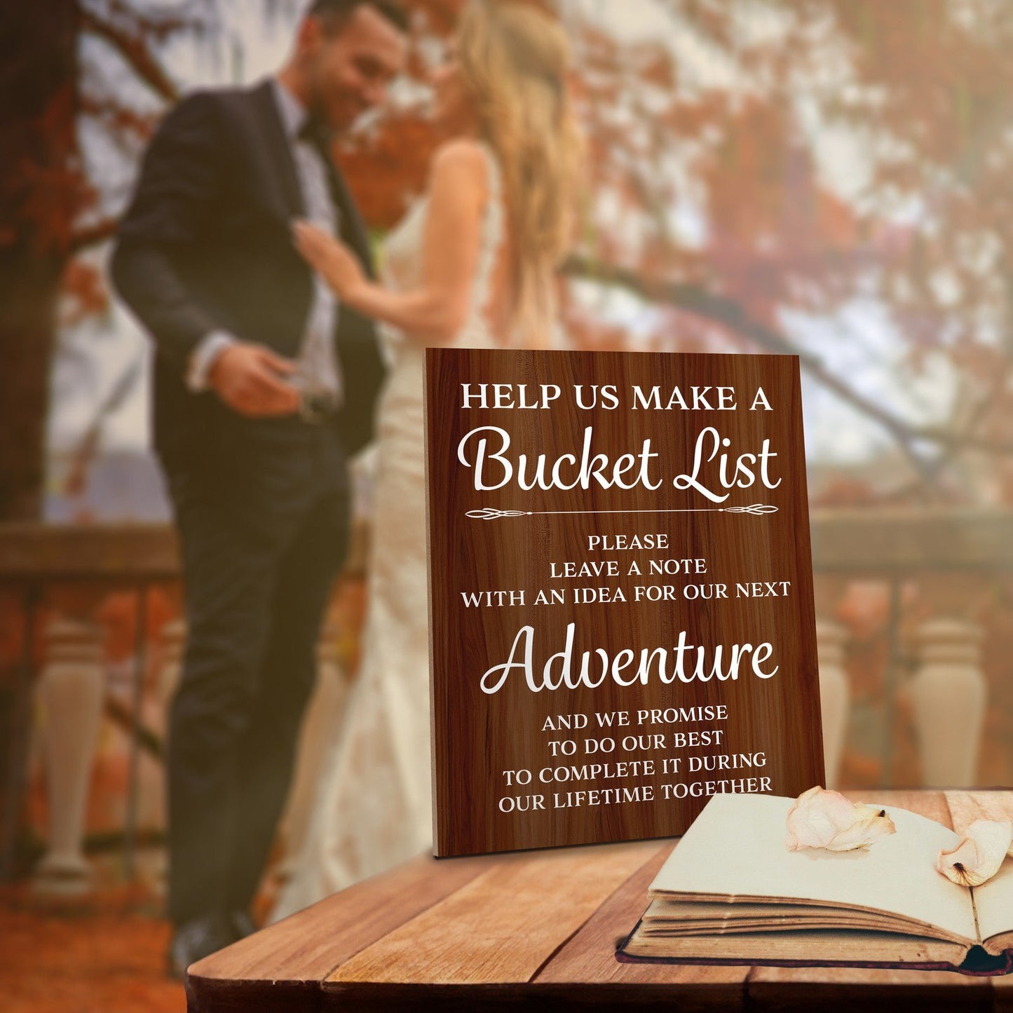 Bucket List Sign , Wedding Decor (Brown)