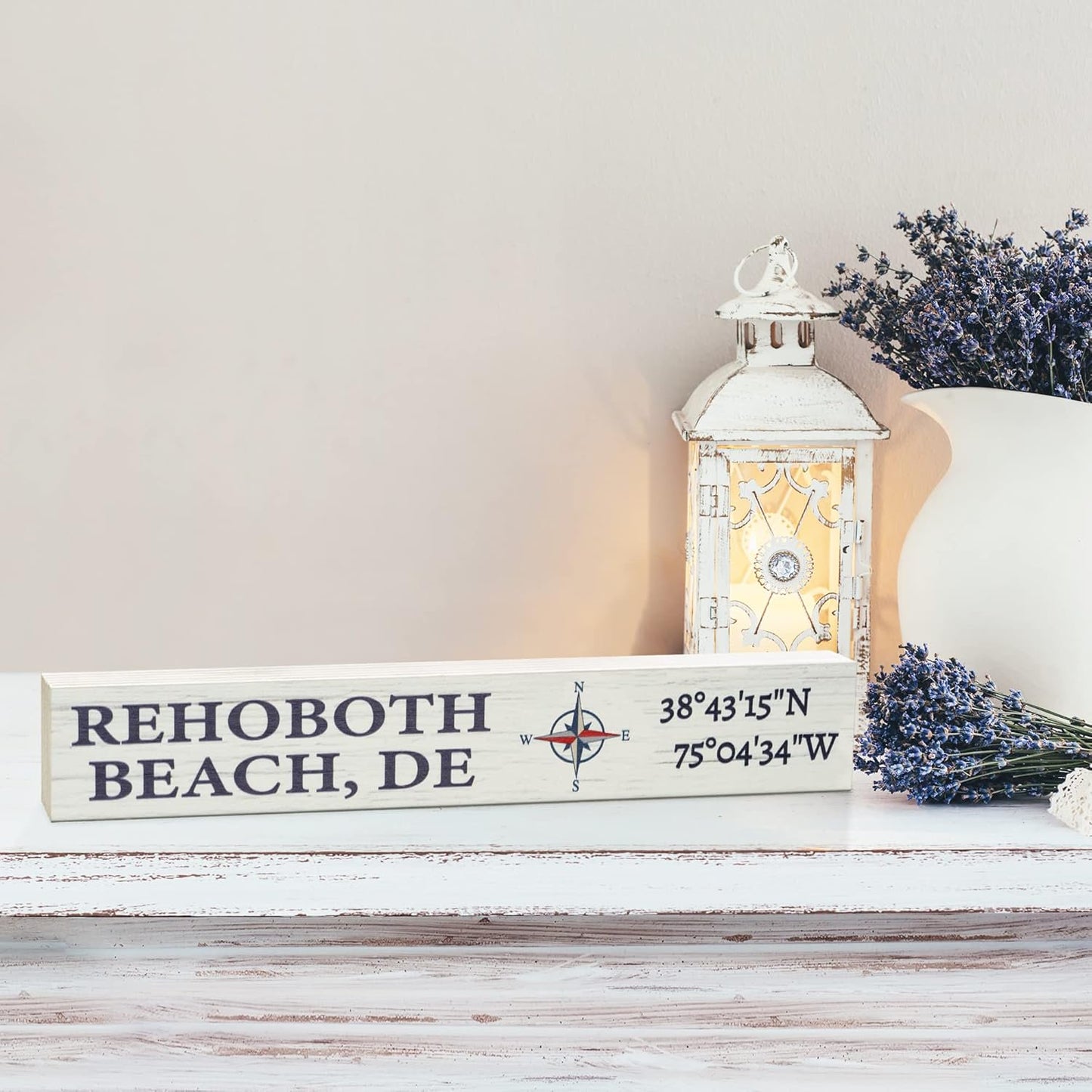 Delaware Gifts, Rehoboth Beach Delaware Souvenirs, Rehoboth Compass Coordinates Wooden Sign, Made in USA