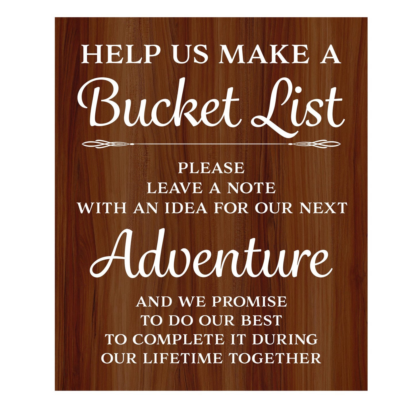 Bucket List Sign, Wedding Decor