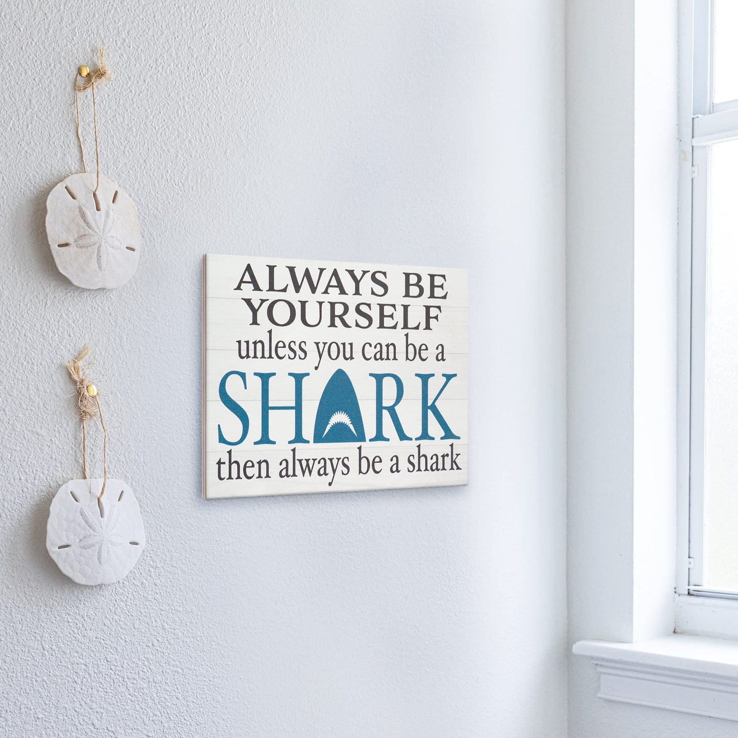 JennyGems Always Be a Shark Wooden Sign and Wall Hanging, Shark Gifts and Decor, Made in USA