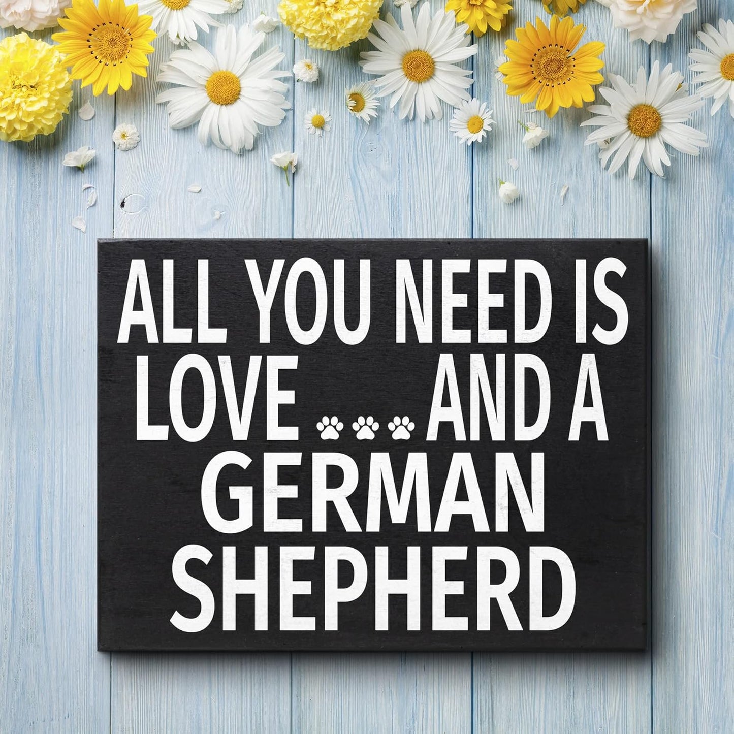 JennyGems German Shepherd Gift, All You Need Is Love and a German Shepherd Wooden Sign, Shelf Decor and Wall Hanging, Made in USA