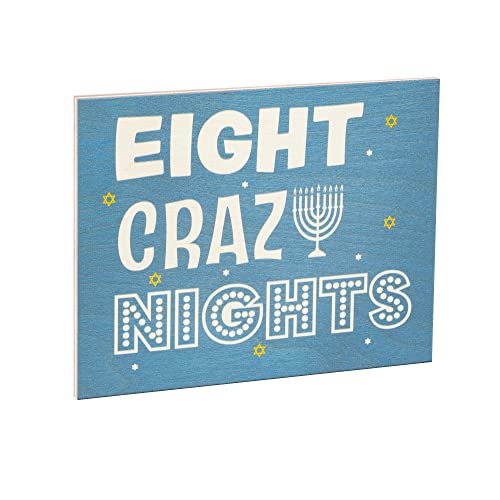 Hanukkah Decorations, Hanukkah Party Decorations, Chanukah Decorations, Hanukkah Gifts, 7.25x6 Inch Wood Sign, 8 Crazy Nights