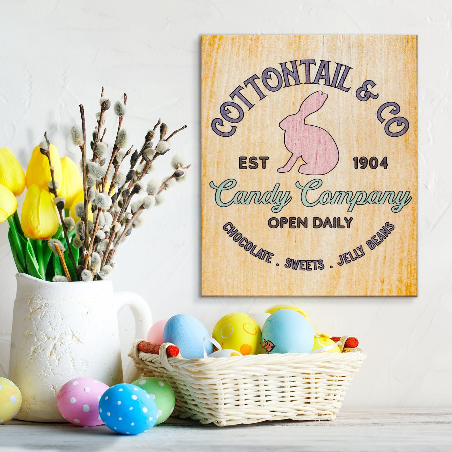 JennyGems Easter Decorations, Cottontail and Co Easter Sign, Farmhouse Easter