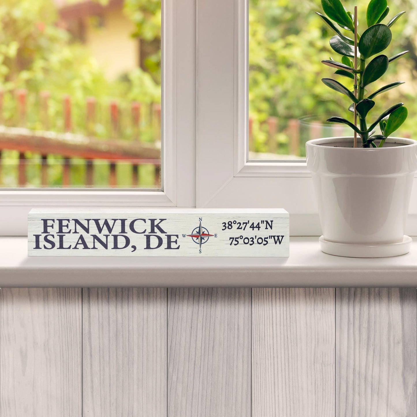 Fenwick Island Delaware Sign: Compass Coordinates Wood Decor