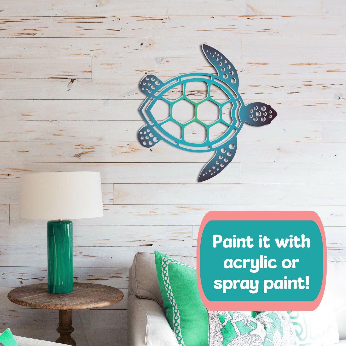 Handcrafted PVC Turtle Outdoor Wall Art - Coastal Nautical Decor, Weatherproof Turtle for Beach House, Pool, or Garden