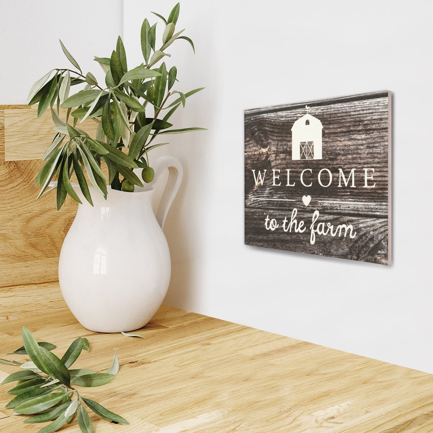 JennyGems Welcome To the Farm Wooden Sign, Barn Gifts, Rustic Farmhouse Decorations Wall Hanging, Gray Wash