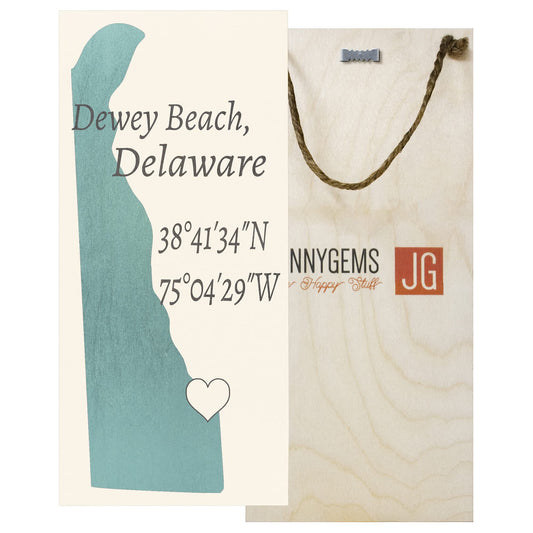 JennyGems Dewey Beach, Delaware Nautical Wood Sign, 6x13 Inches, Delaware Gifts, Made in USA