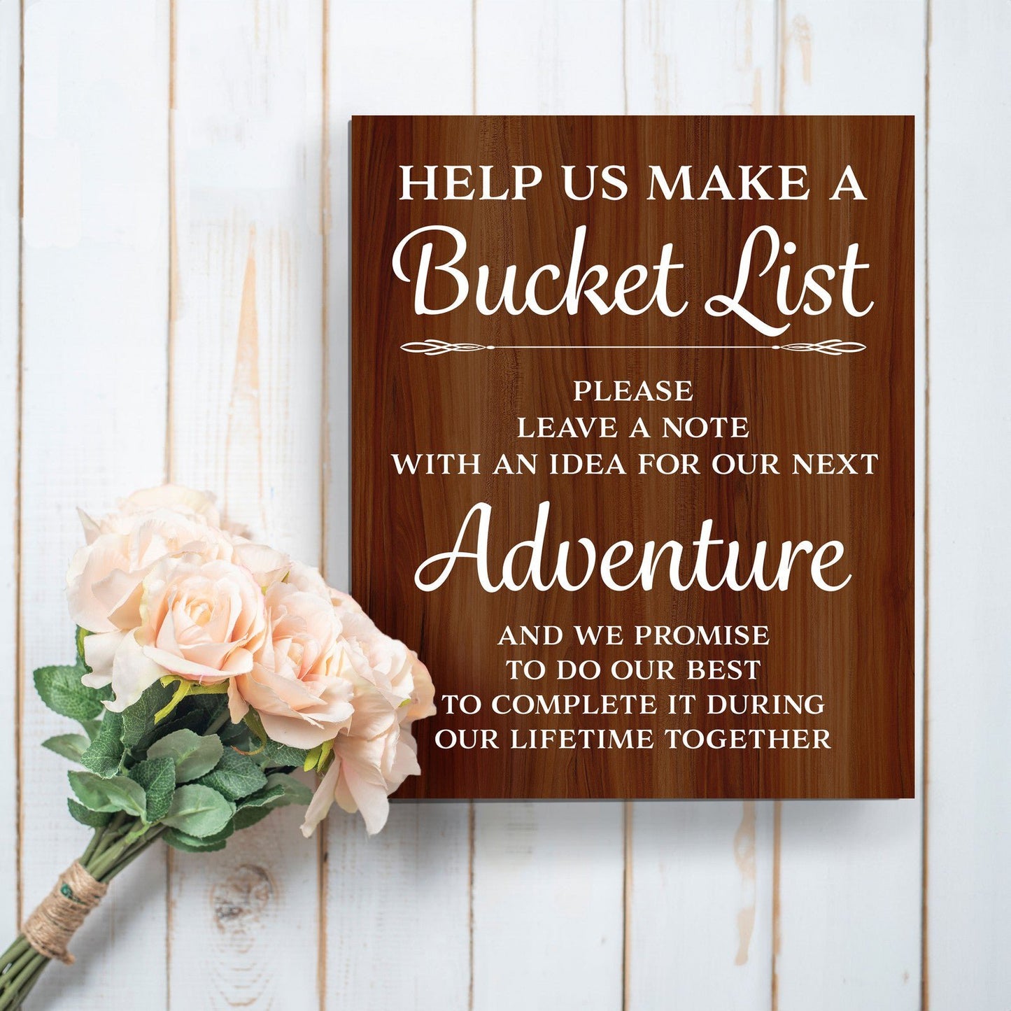 Bucket List Sign , Wedding Decor (Brown)