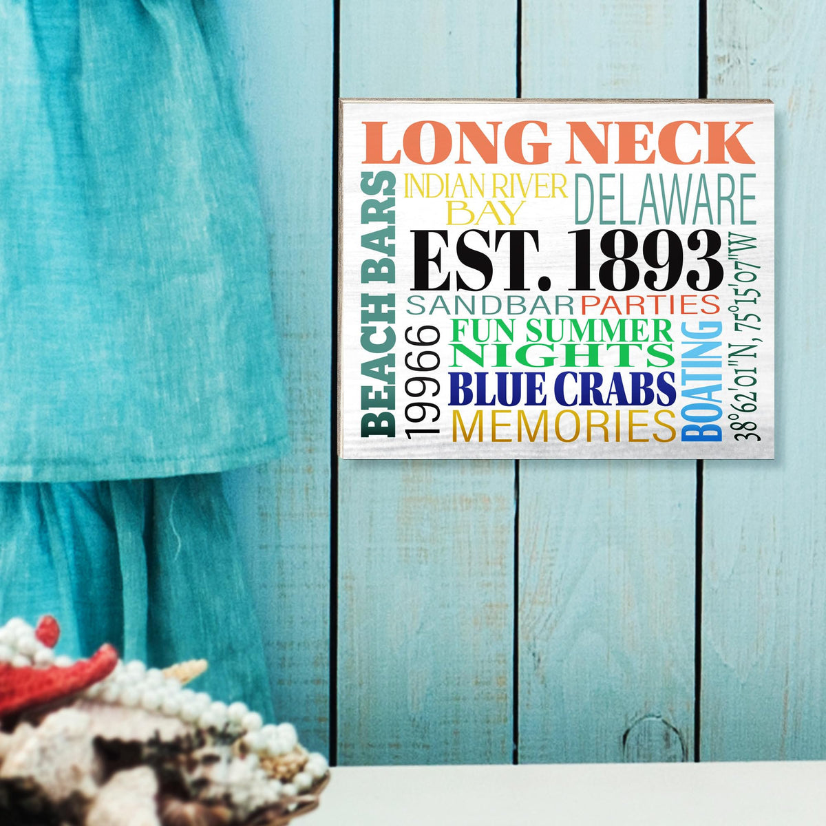 JennyGems Long Neck Delaware Gifts and Souvenirs, Delaware Sign, Beach Decor, Made in USA