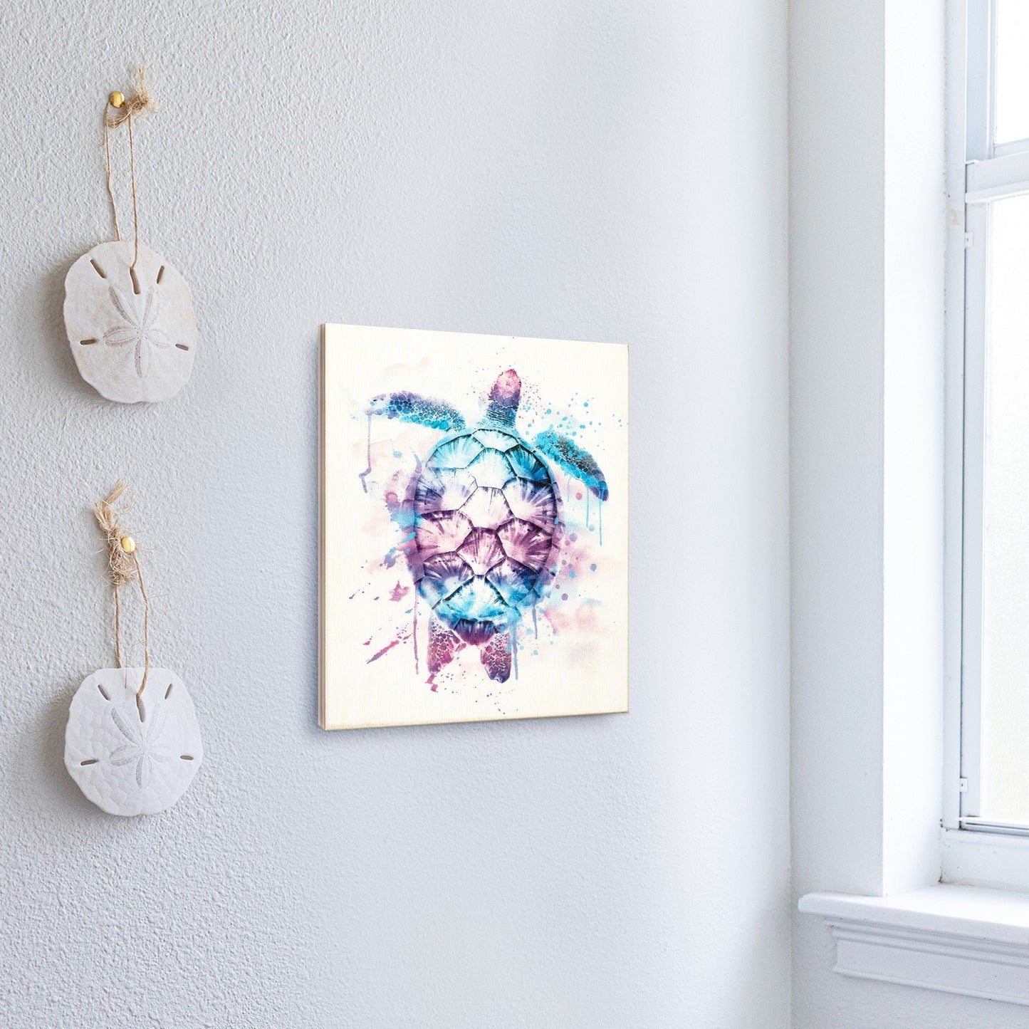 JennyGems Sea Turtle Decor, Watercolor Turtle Wall Art Wooden Sign, Beach Sign