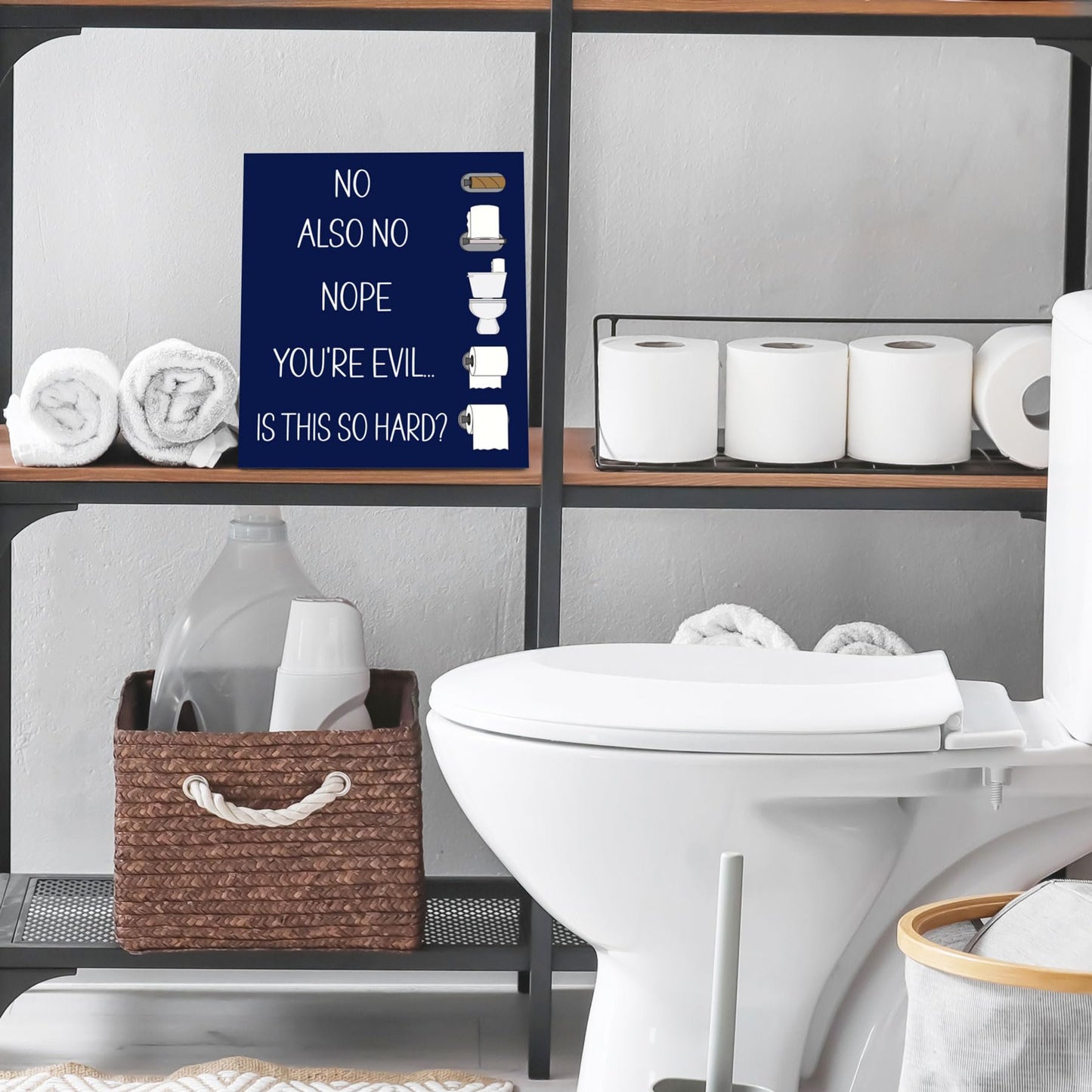 JennyGems Funny Bathroom Signs, Farmhouse Bathroom Wall Decor, Changing the Toilet Paper Farmhouse Bathroom Wall Art, Bathroom Decor, 10x12 Inch Wood Sign