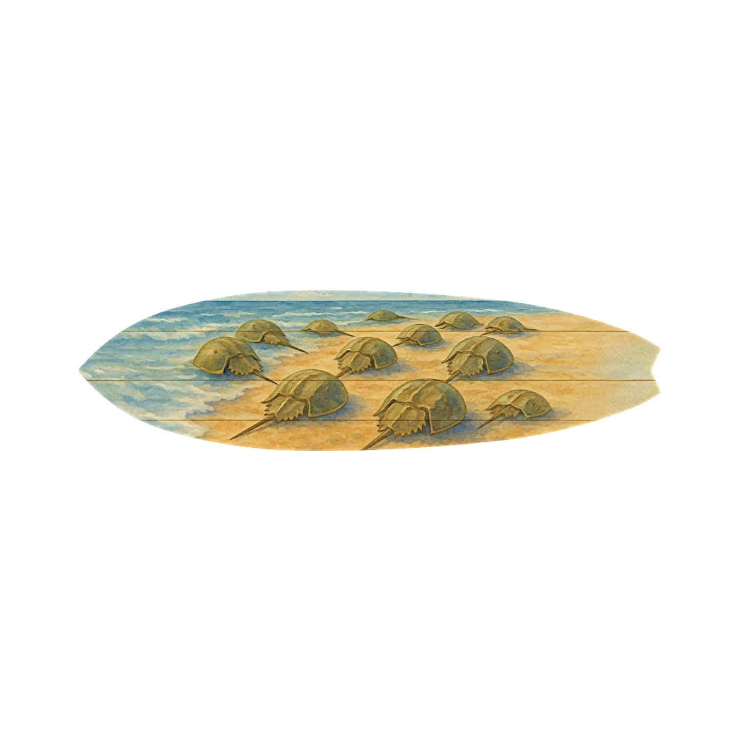 Horseshoe Crab Surfboard Wall Art – Coastal PVC Sign for Beach House Decor, Marine Life, Outdoor Surfboard Sign – Nautical Wall Accent
