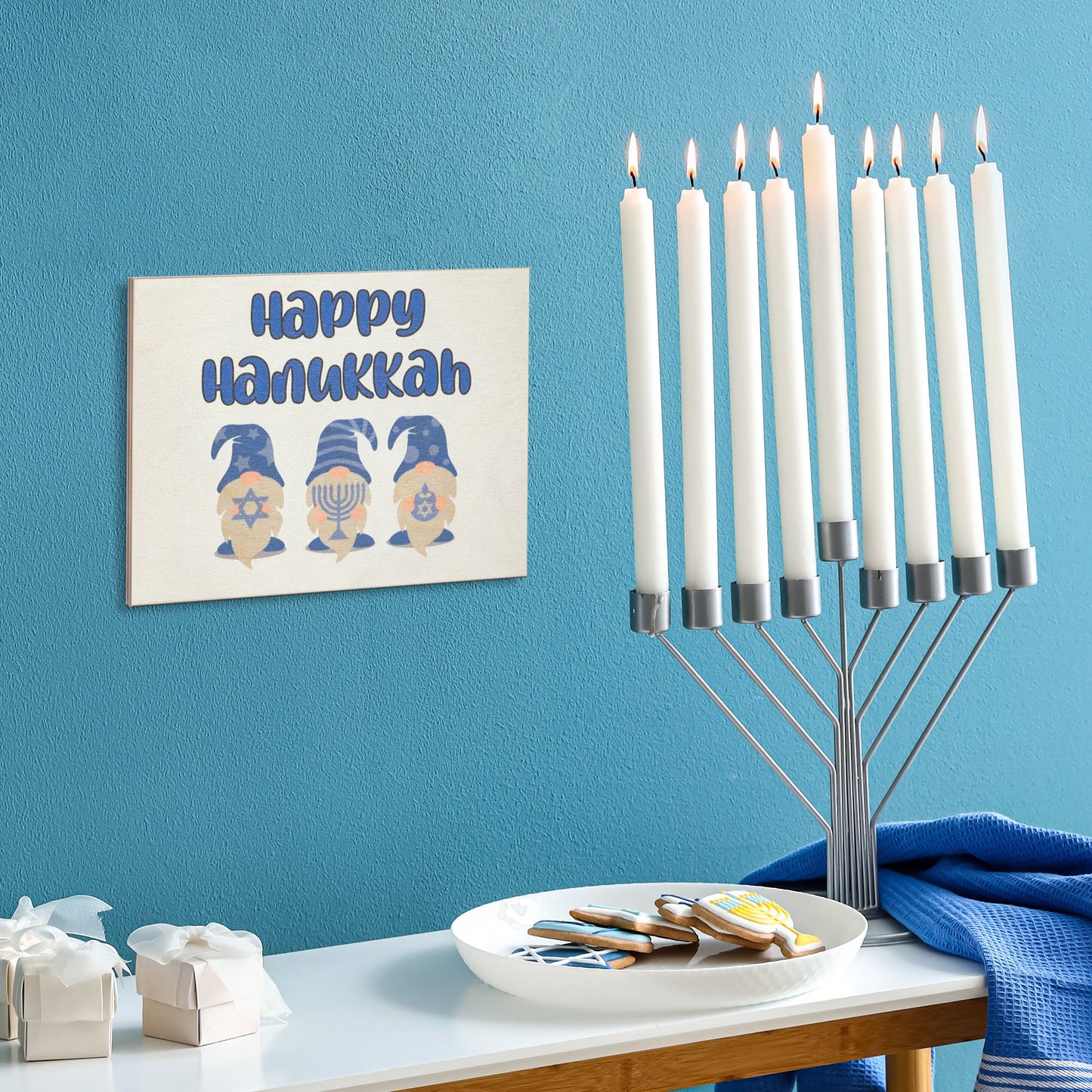 Hanukkah Decorations Happy Hanukkah Sign, Chanukah Decor, Hanukkah Party Decorations, Hanukkah Gnomes
