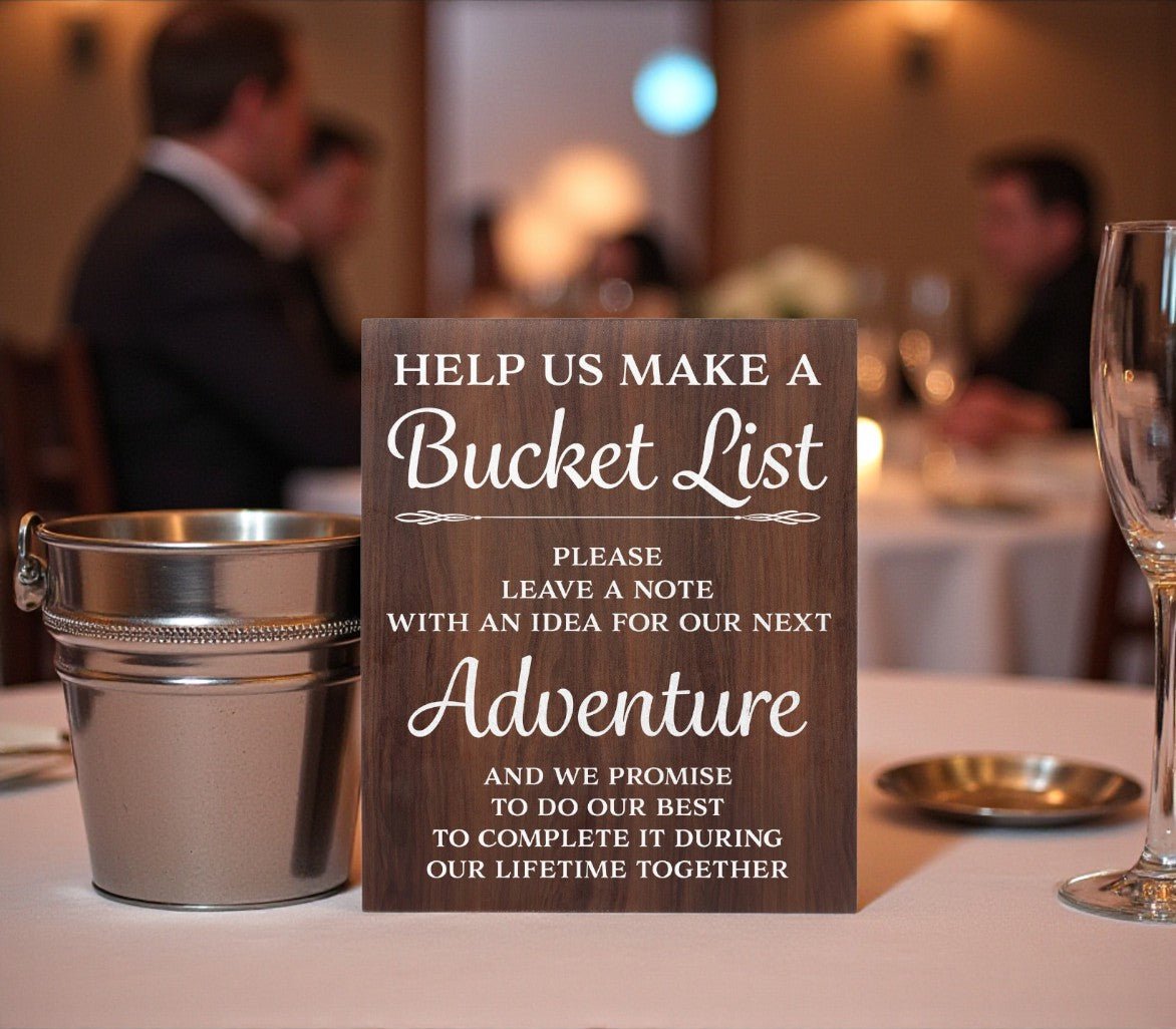 Bucket List Sign, Wedding Reception Decor, White