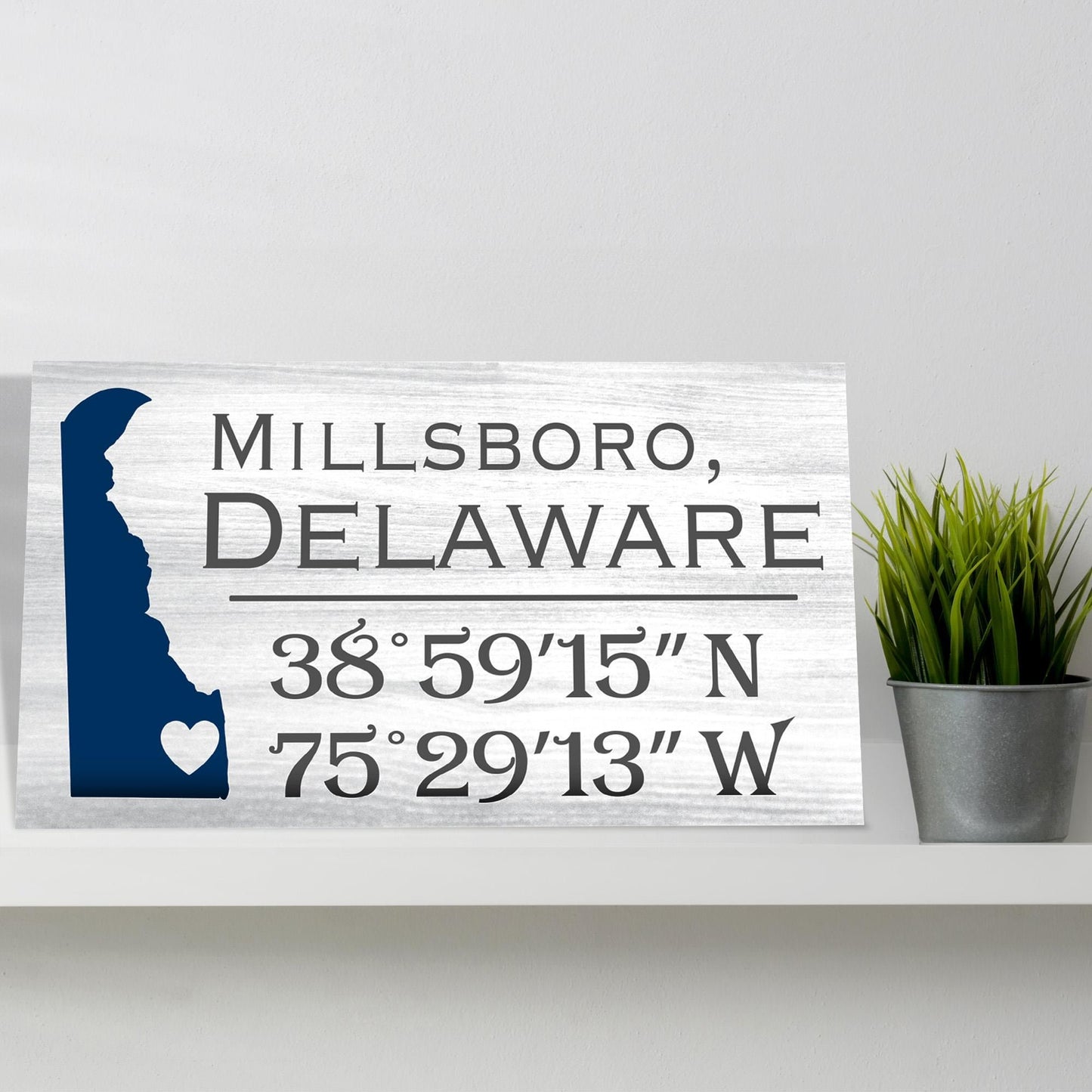 Millsboro Delaware Coordinates Sign: Coastal Farmhouse Wall Art