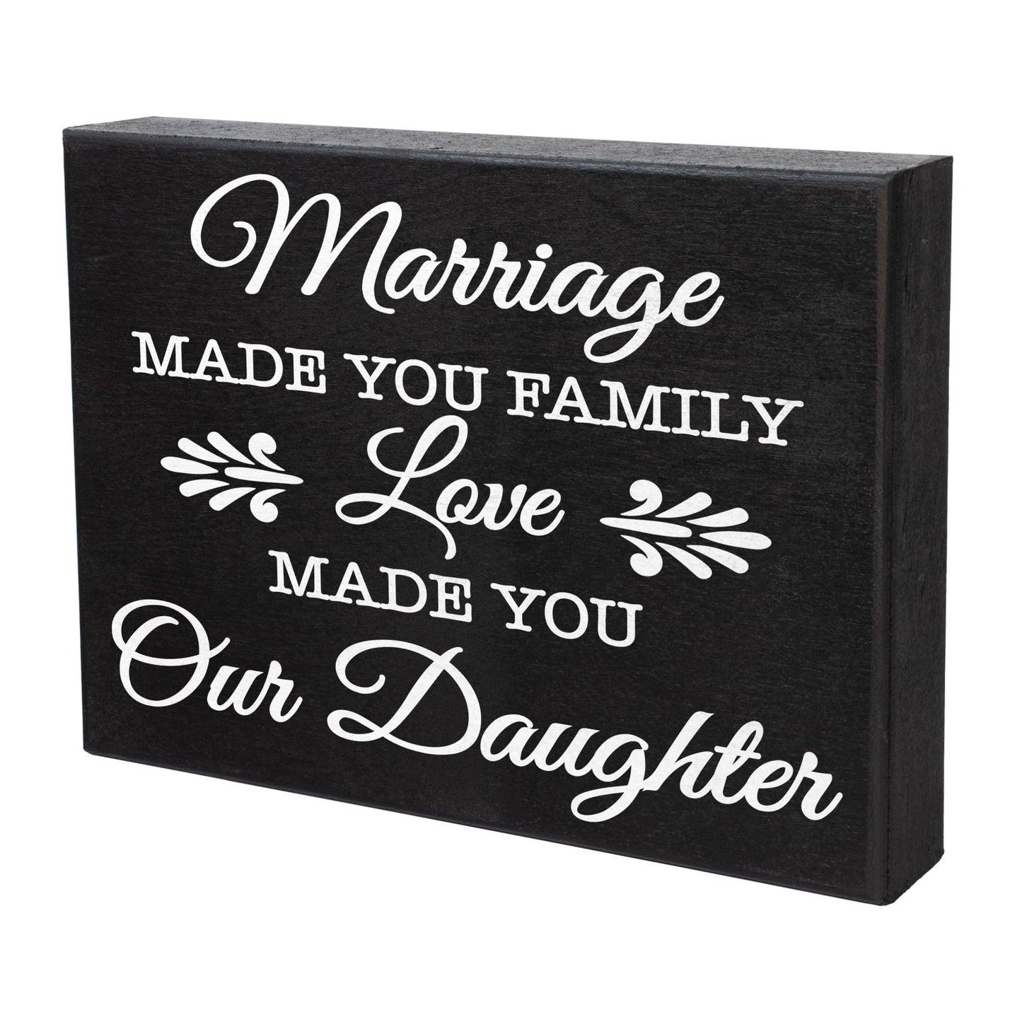 JennyGems Daughter in Law Gifts, Marriage Made You Family Love Made You Our Daughter Wooden Sign, Wedding Gift