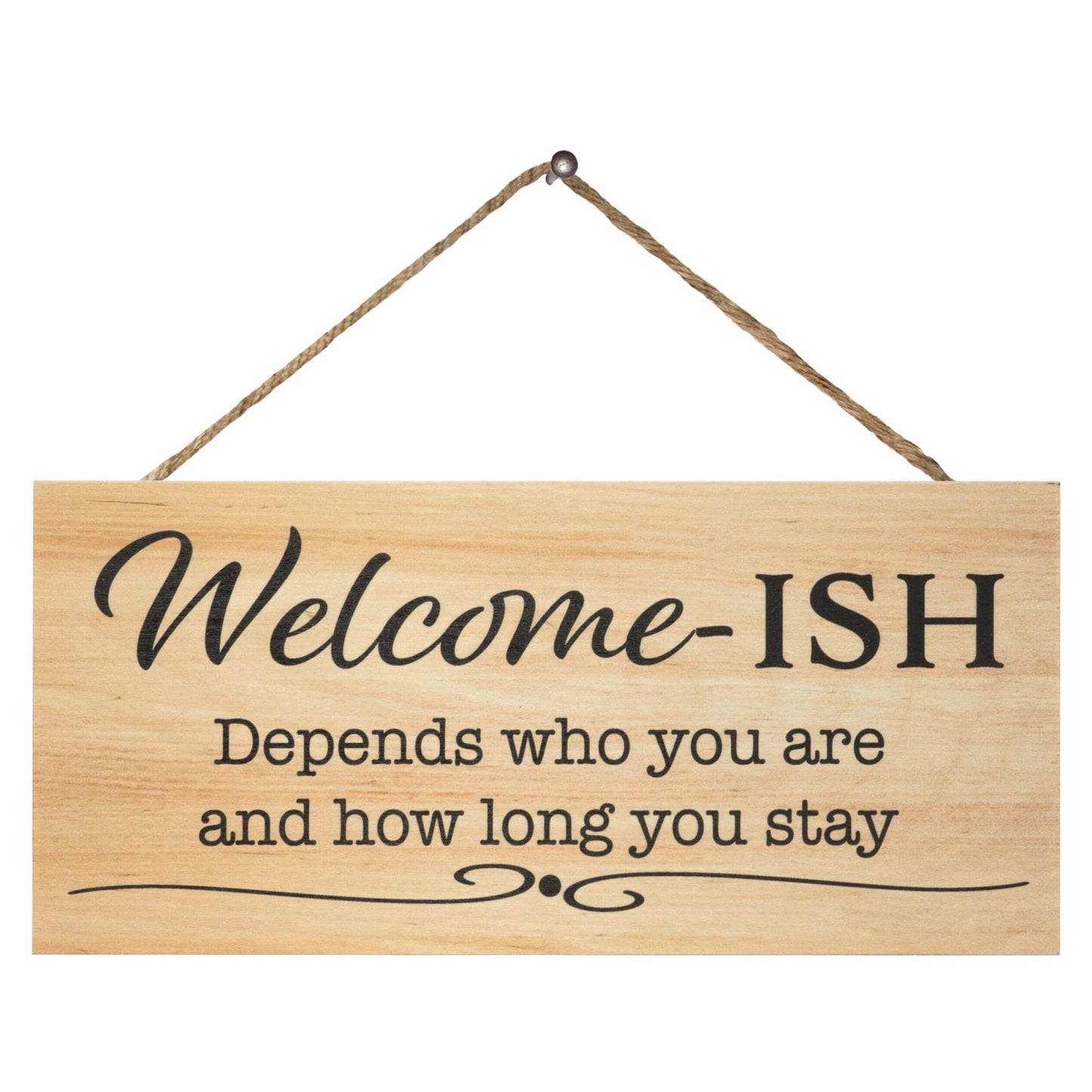 Funny Welcome Sign For Front Door, Welcome-ish Door Hanging Sign, Porch Wooden Decoration, American Made