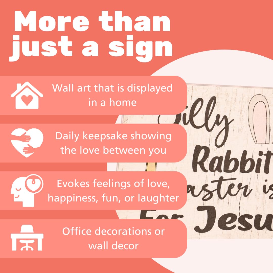 JennyGems Easter Decorations for the Home, Easter Sign, Farmhouse Easter Decor, 7.25 x 6 Wooden Sign, Made in USA