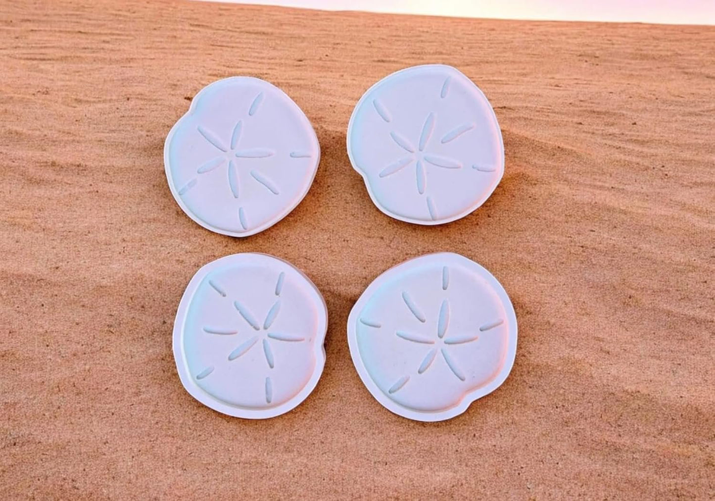 Sand Dollar PVC Coasters for Indoor and Outdoor Use, Coastal Design Waterproof Coastal Drink Coasters, Durable Beach-Themed Home Decor, Set of 4