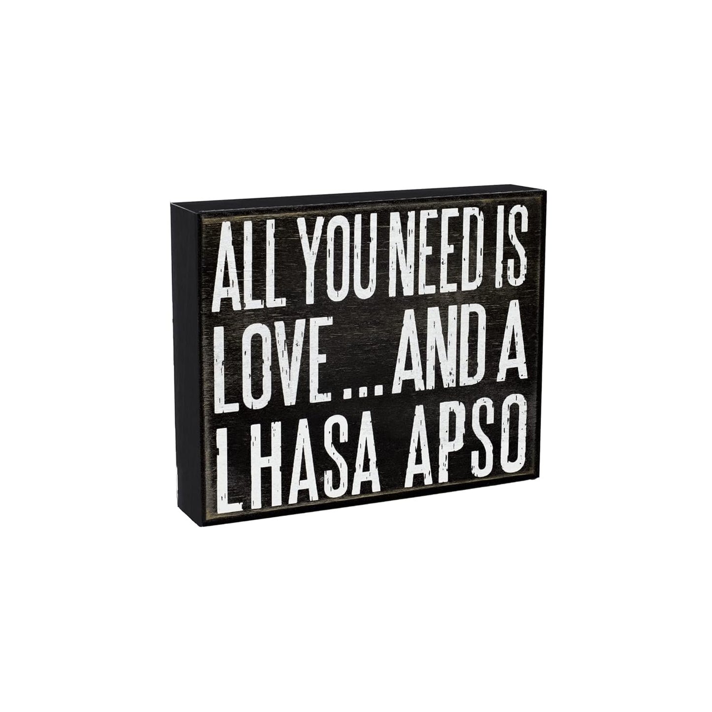 JennyGems Lhasa Apso Gifts, All You Need Is Love and a Lhasa Apso Wooden Sign, Shelf Decor and Wall Hanging