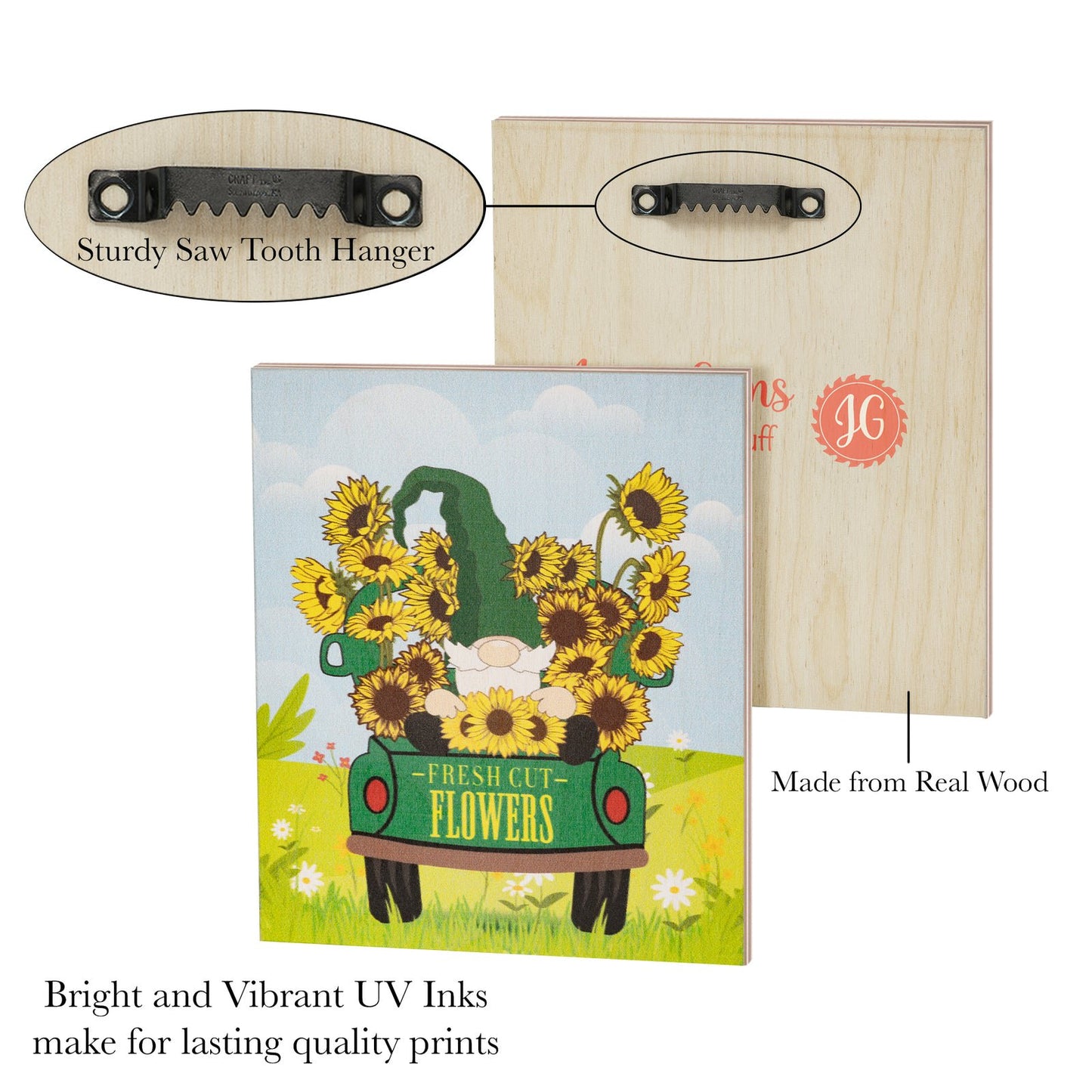 JennyGems Spring Decorations, Sunflower Gnome Sign, Spring Wall Decor