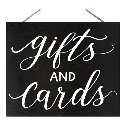 JennyGems Gifts and Cards Sign, Wedding Signs, Bridal Shower Party Decor (Black)