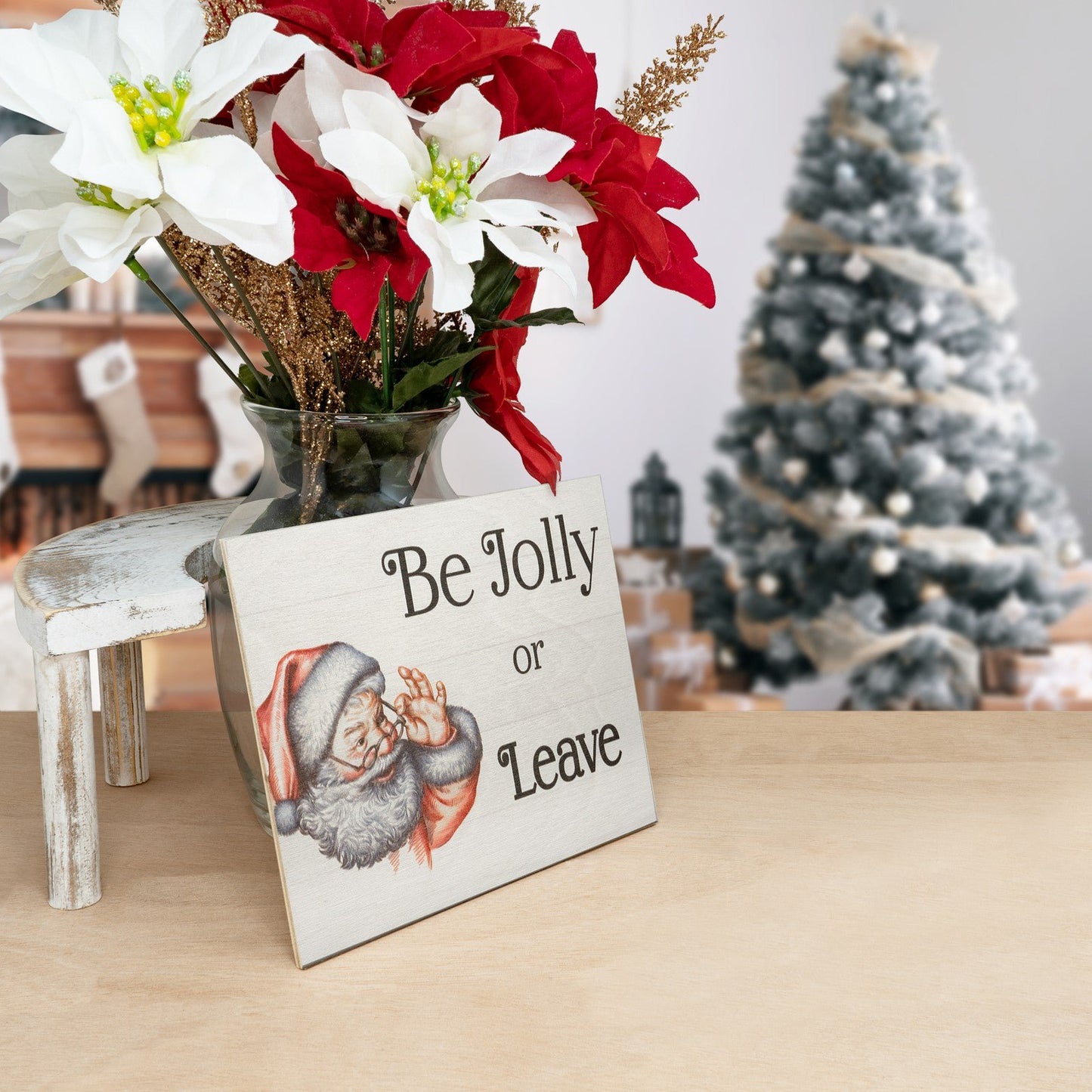JennyGems Be Jolly Or Leave, Christmas Decorations, Cute Christmas Decor Santa