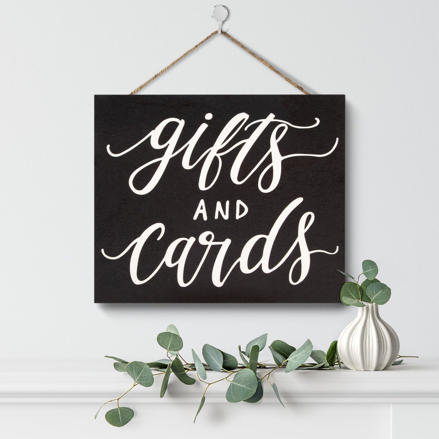 JennyGems Gifts and Cards Sign, Wedding Signs, Bridal Shower Party Decor (Black)