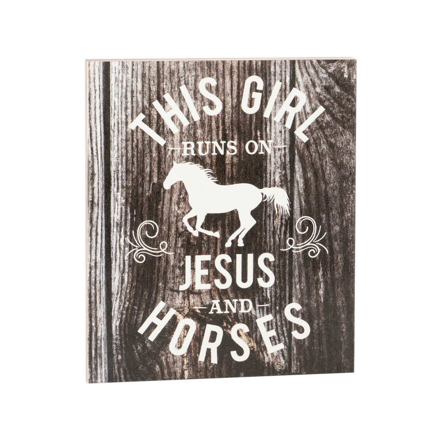 JennyGems This Girl Runs on Jesus and Horses Wooden Sign, Country Girl Gift and Decor, Horse Decorations, Made in USA