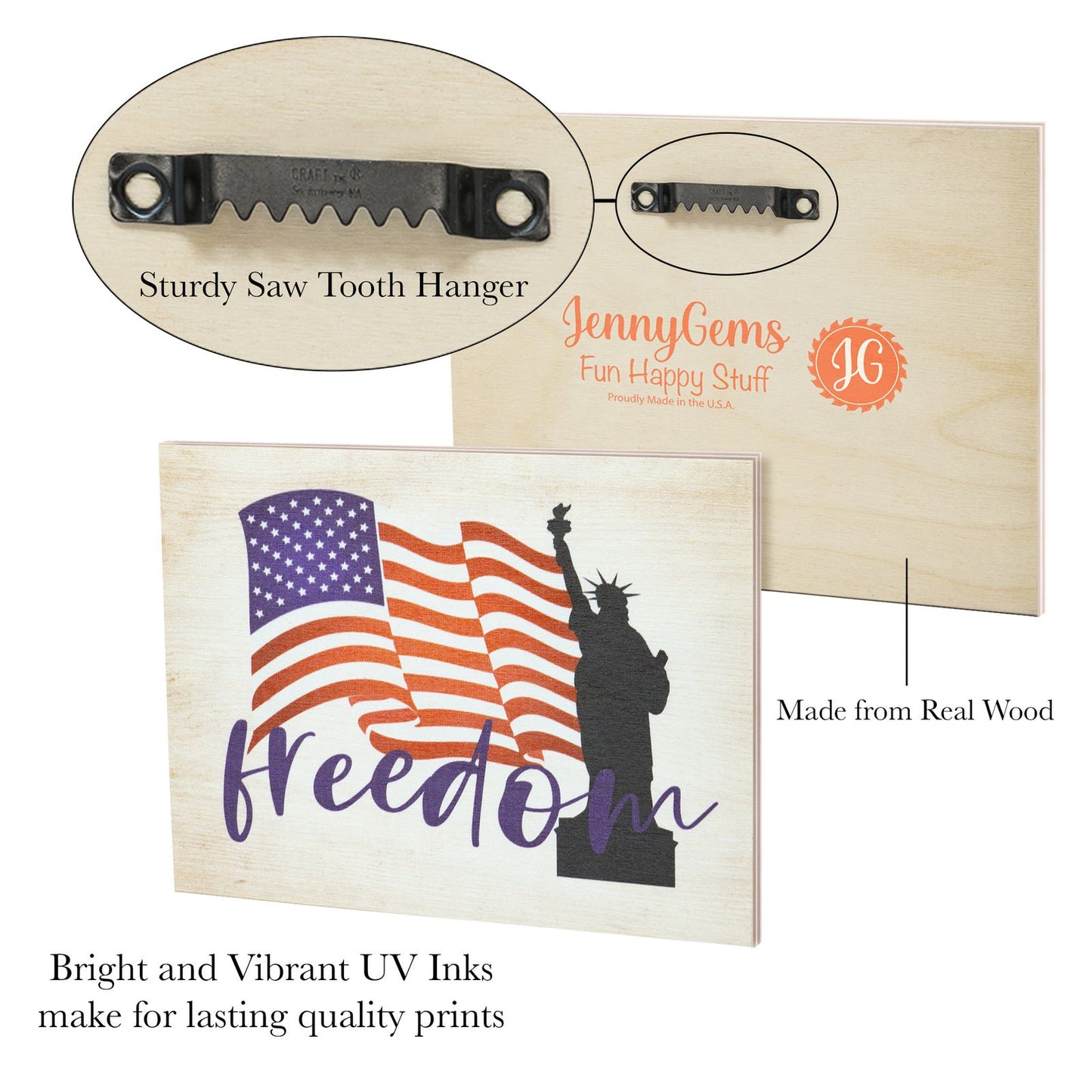 JennyGems Patriotic Decor, Freedom American Flag Sign, 4th of July, Memorial Day