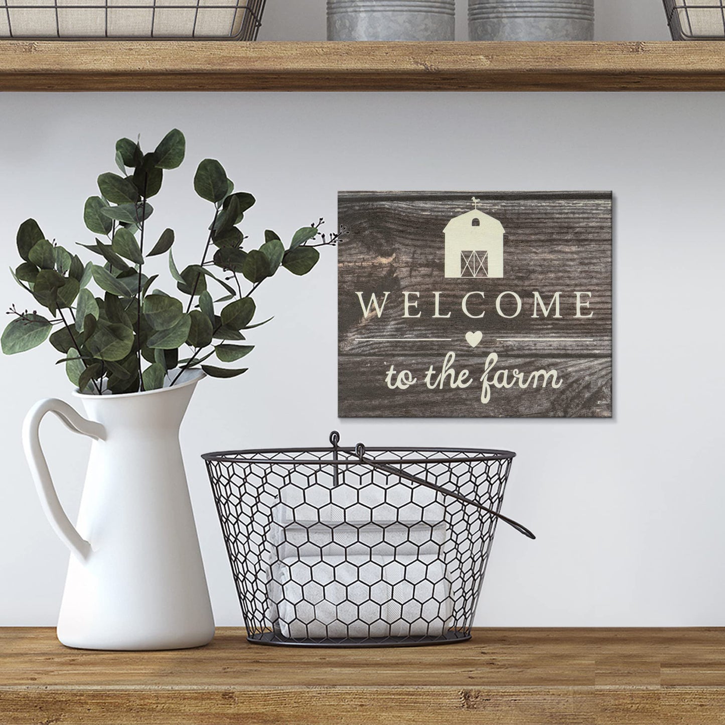JennyGems Welcome To the Farm Wooden Sign, Barn Gifts, Rustic Farmhouse Decorations Wall Hanging, Gray Wash
