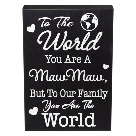 JennyGems Maw Maw Gift Sign Decor Plaque, Mawmaw Gift Wall Hanging and Tabletop Box Sign, 6x8 Inch Wood Sign, Made in USA