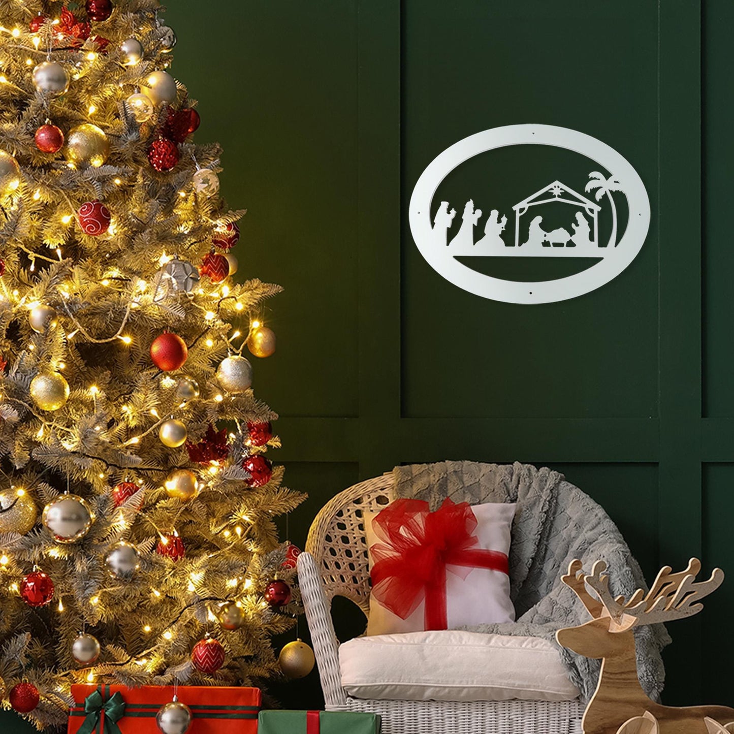 Weather-Resistant Nativity Scene Christmas Sign - Indoor & Outdoor Holiday Wall Decor - Durable PVC Christmas Decoration