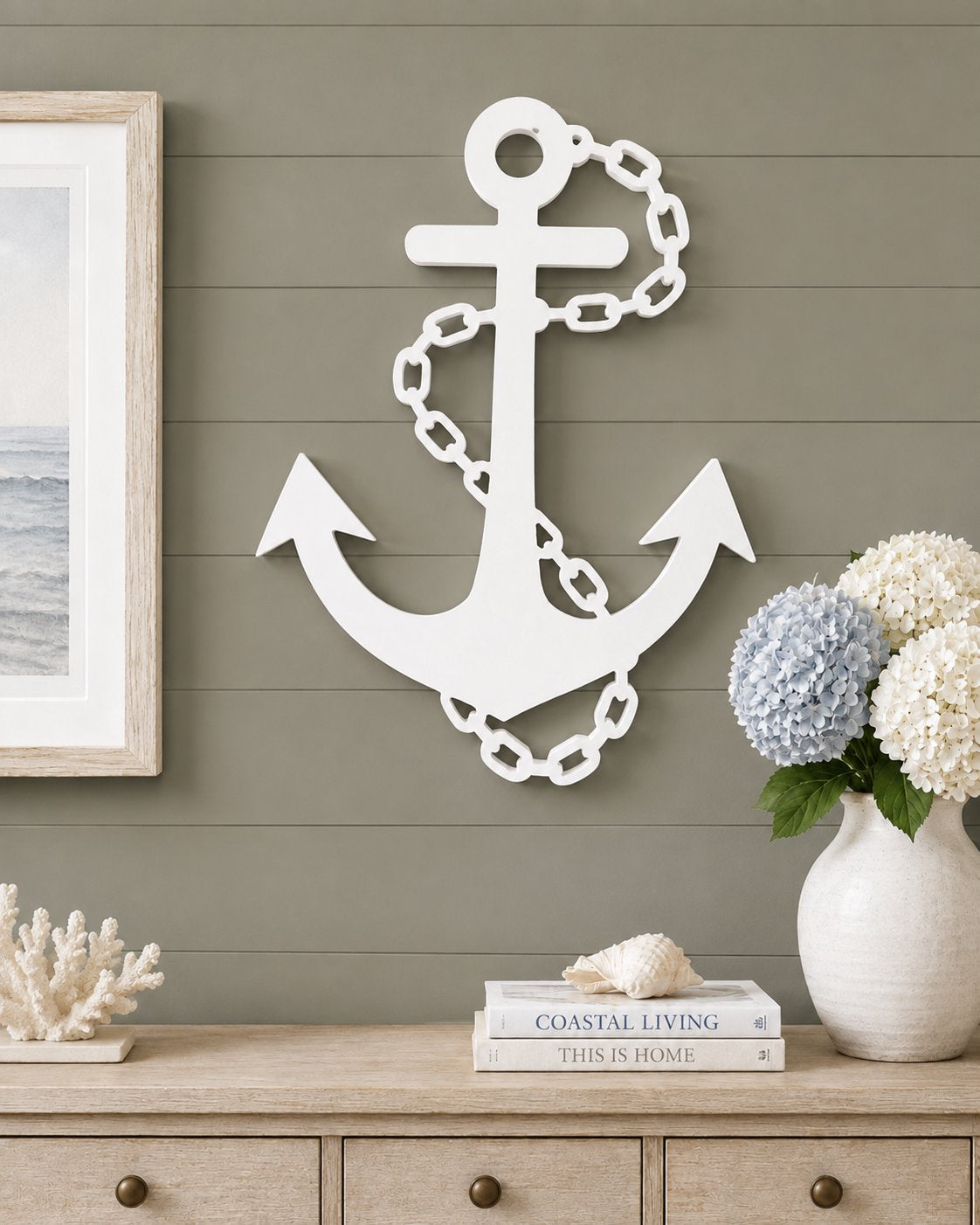 Nautical Anchor Wall Decor – Weatherproof PVC Outdoor Sign, Coastal Beach House Decor