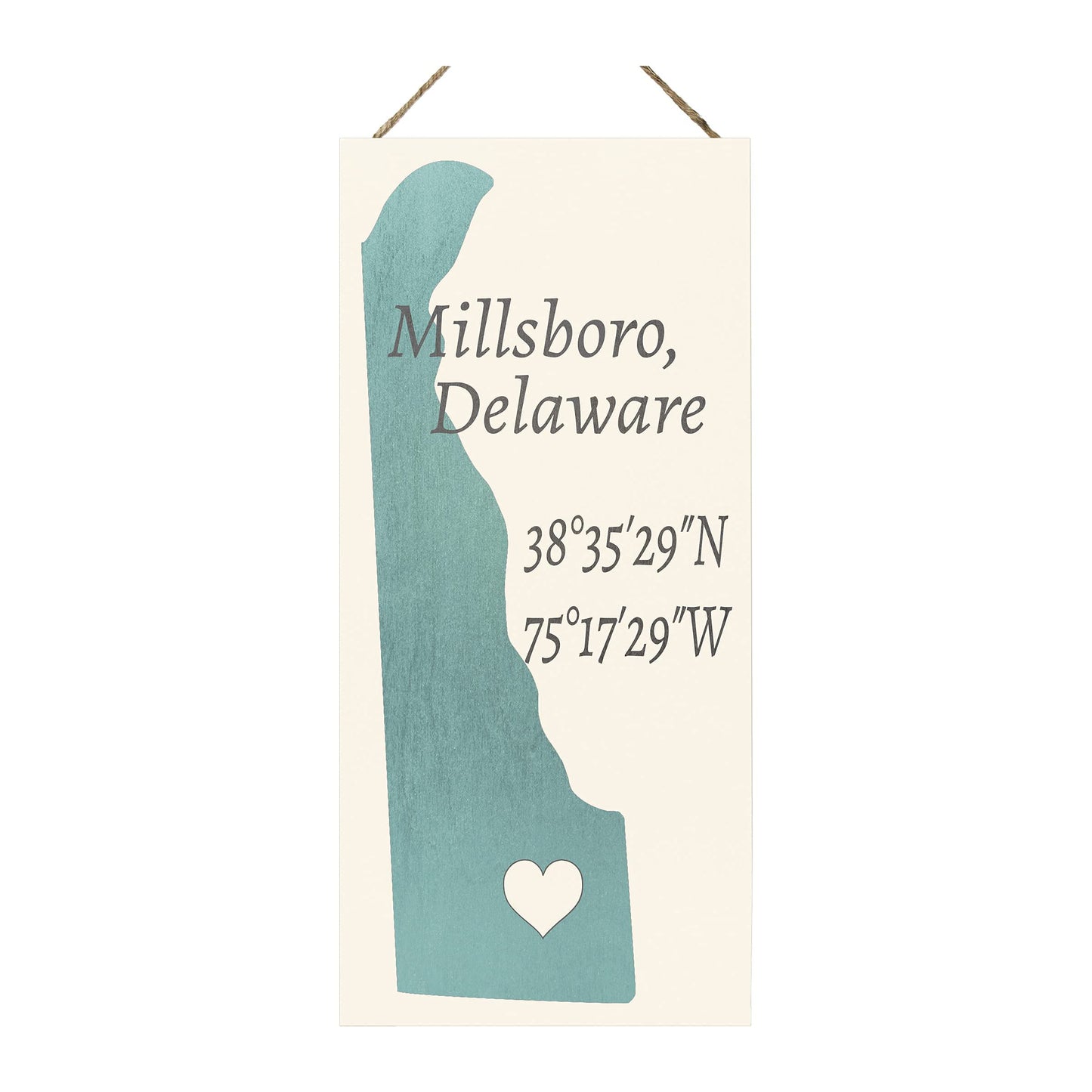 JennyGems Millsboro Delaware 6x13 Inch Nautical Wooden Sign, Delaware Gifts, Hometown Pride, Made in USA