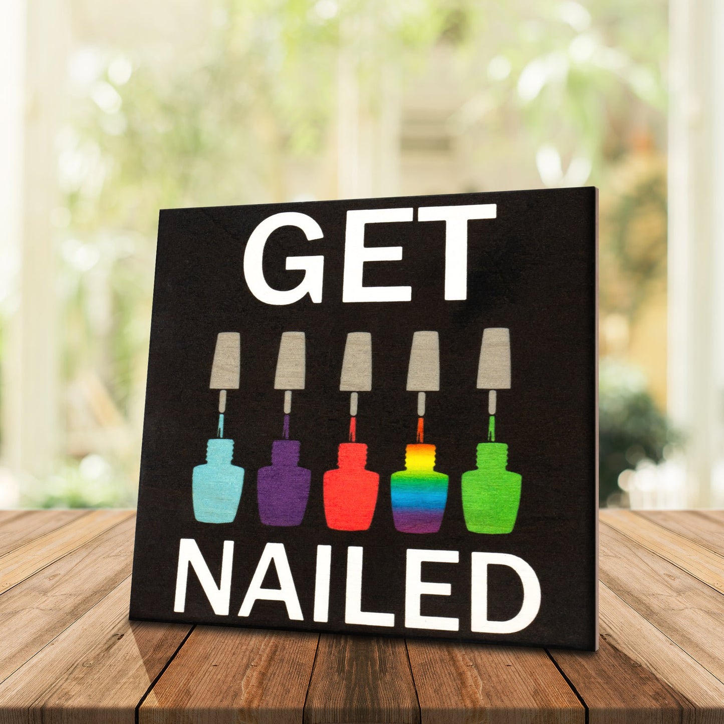 JennyGems Funny Nail Salon Wooden Sign, Get Nailed, Nail Manicurist, Made in USA