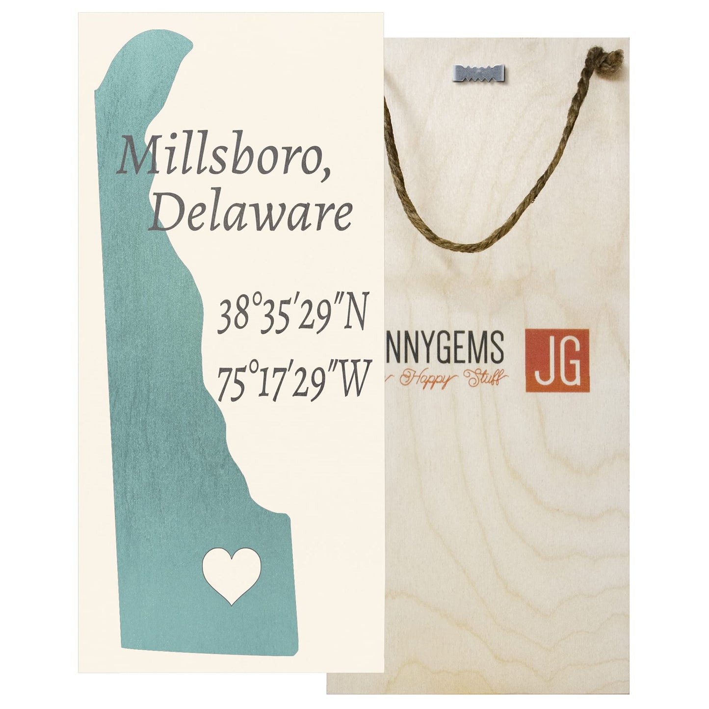 JennyGems Millsboro Delaware 6x13 Inch Nautical Wooden Sign, Delaware Gifts, Hometown Pride, Made in USA