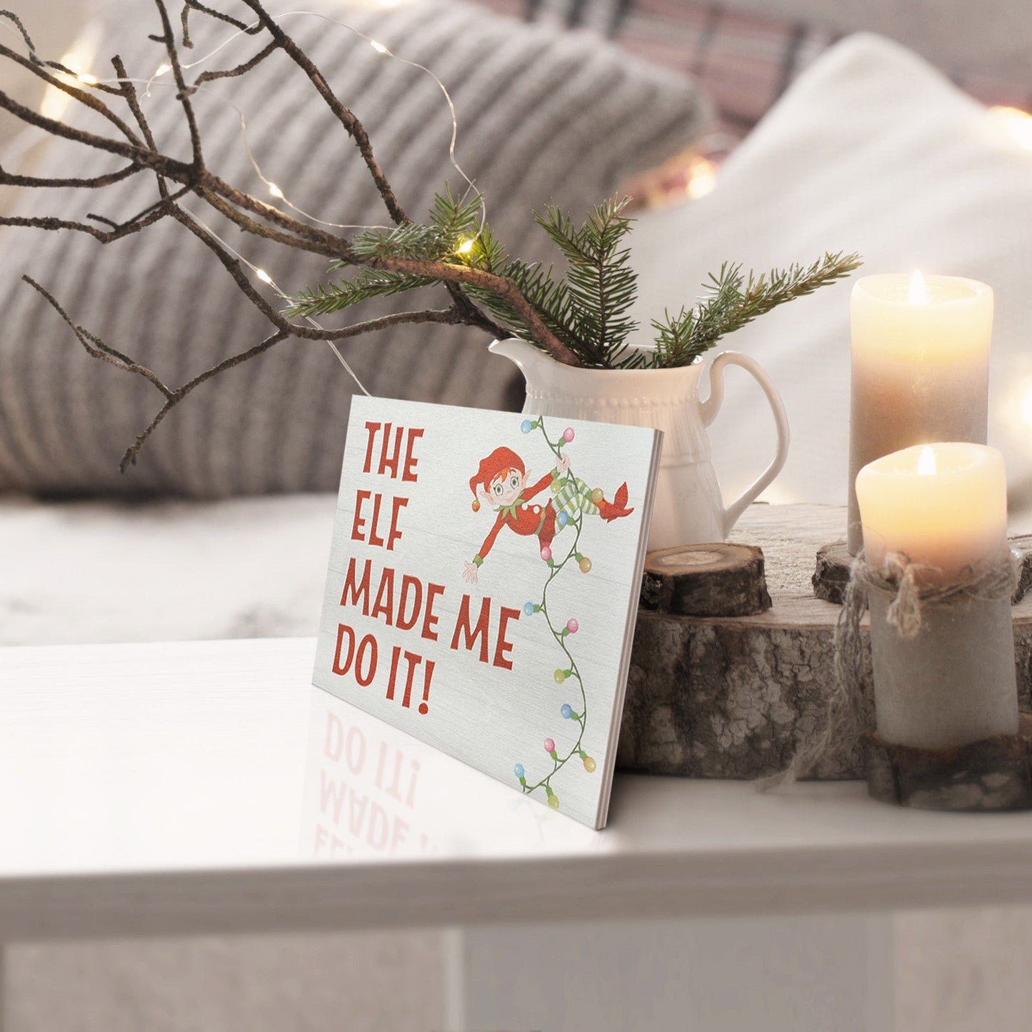 JennyGems The Elf Made Me Do It, Christmas Decorations, Holiday Decor Sign