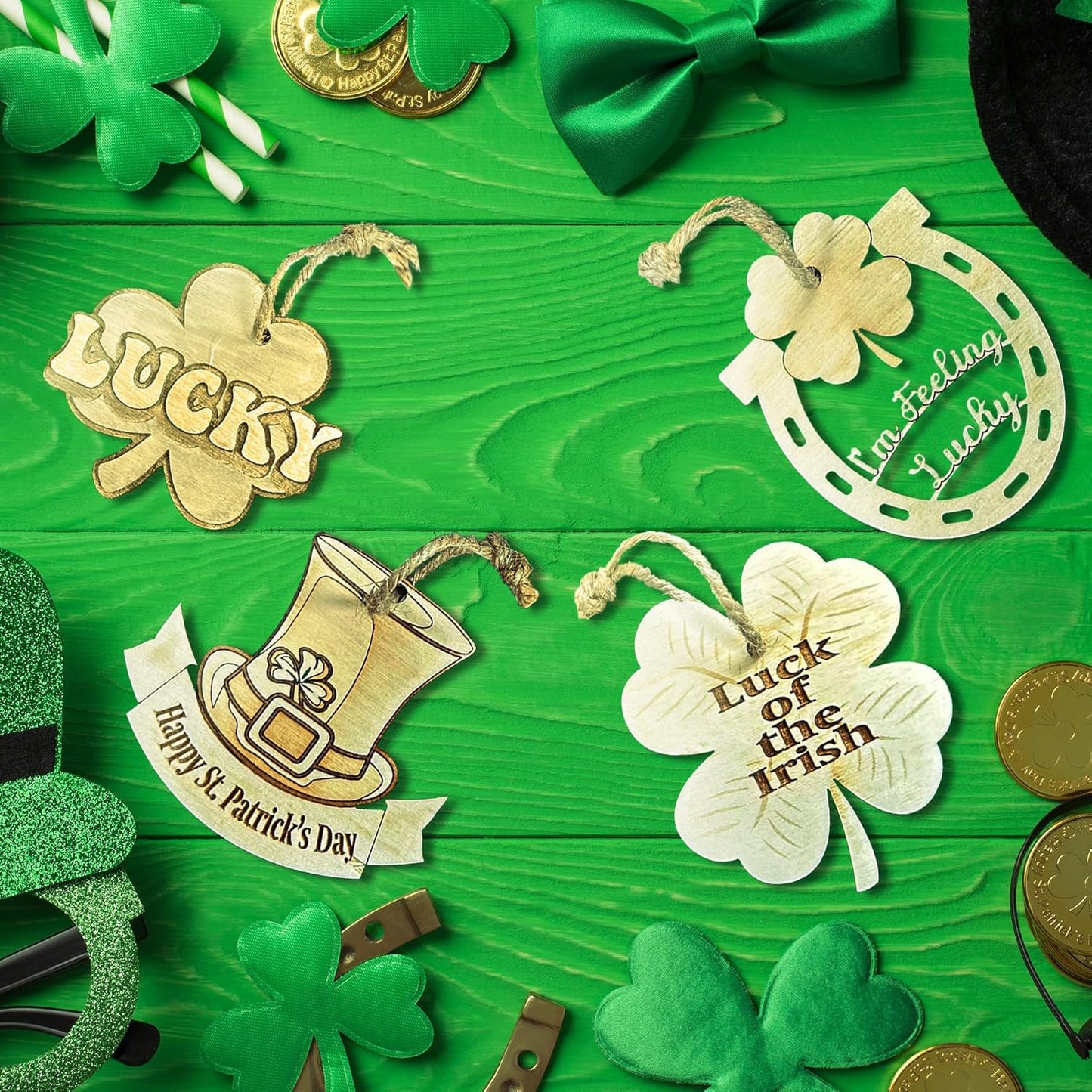 St. Patrick's Day Wooden Ornament Set