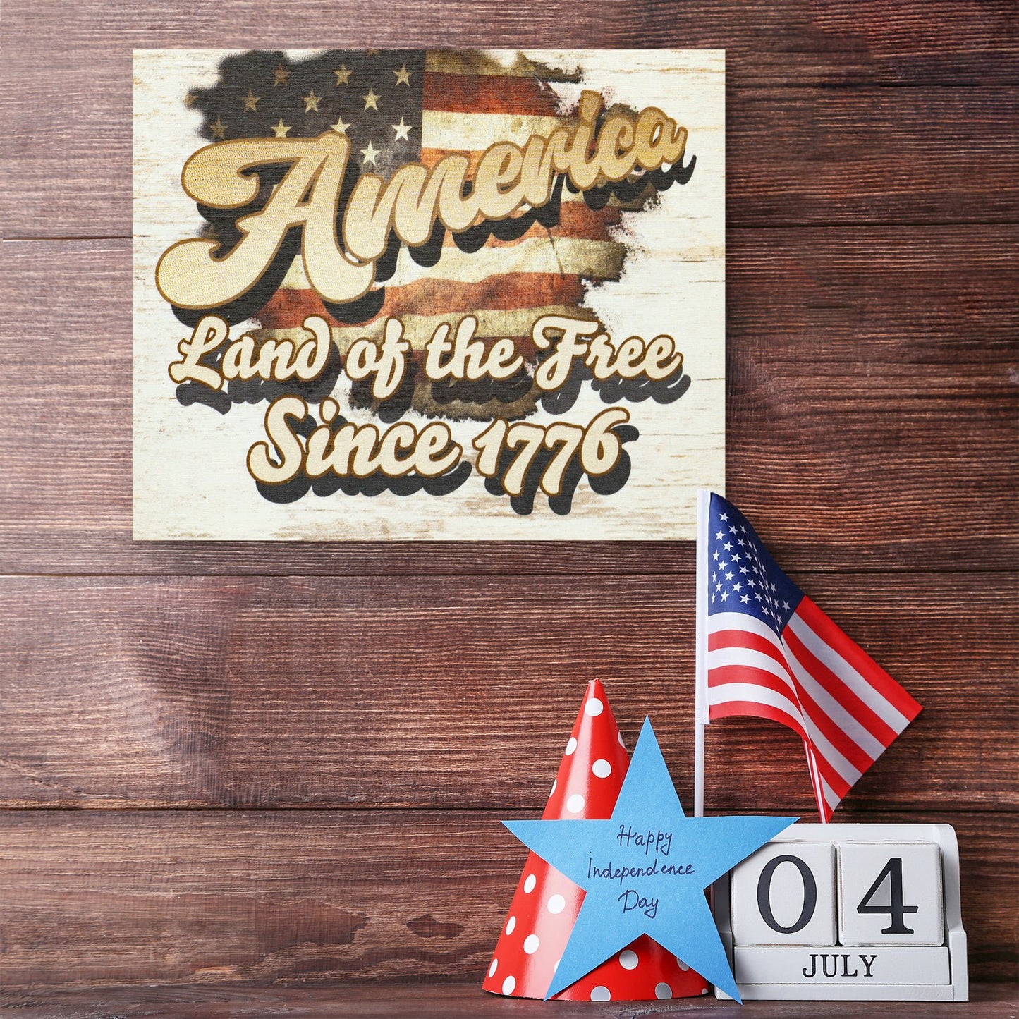 JennyGems Patriotic Decor, America Land of the Free Sign, July 4th, Memorial Day