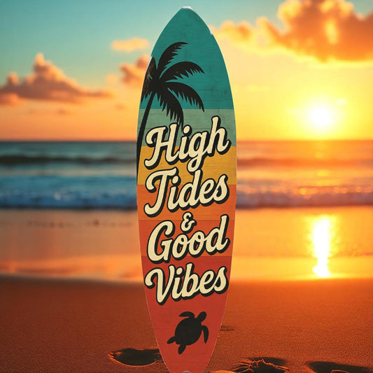 Surfboard Wall Art: Retro Beach House Decor with Sea Turtles