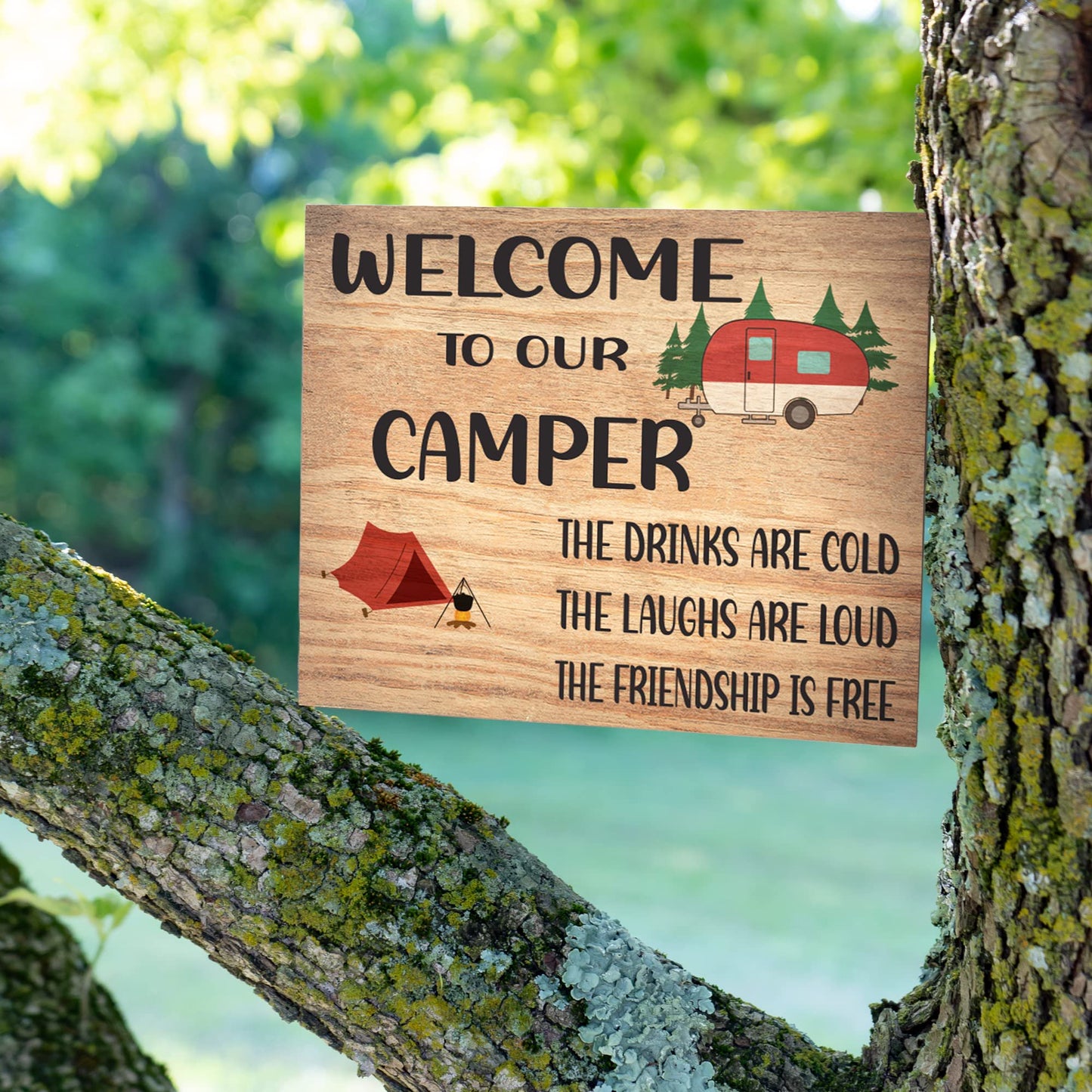 JennyGems Happy Camper Gifts for Women, Camping Adventure Campsite Hanging Decor, RV Camping Gifts, Cabin Sign Camping Signs, Cute Camping Gifts, Fun RV Accessories, Gift for Campers