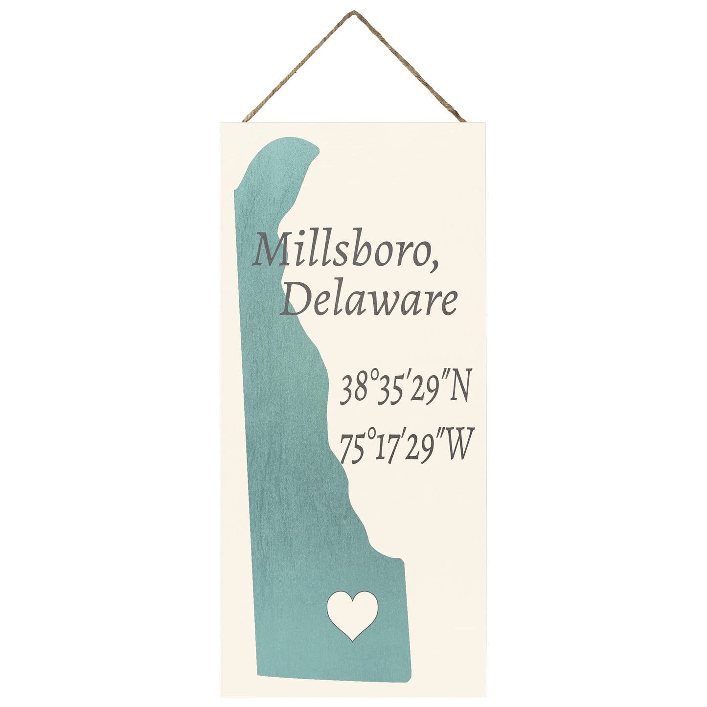 JennyGems Millsboro Delaware 6x13 Inch Nautical Wooden Sign, Delaware Gifts, Hometown Pride, Made in USA