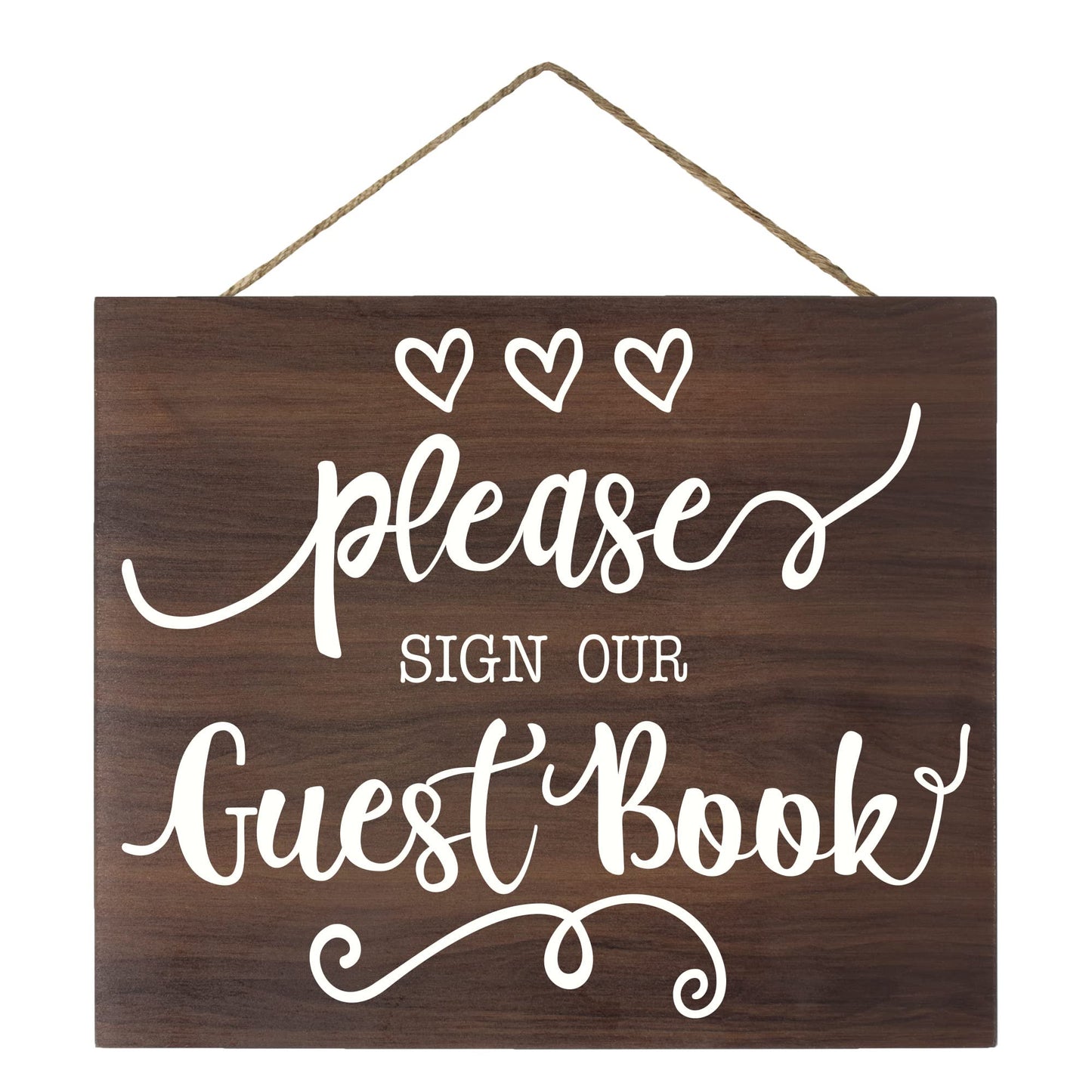 JennyGems Wedding Reception Signs, Please Sign Our Guest Book Wedding Sign, Guest Book Table Sign, 10x12 Inch Wood Sign, Rustic Wedding Decor, Guestbook Sign for Bridal Shower